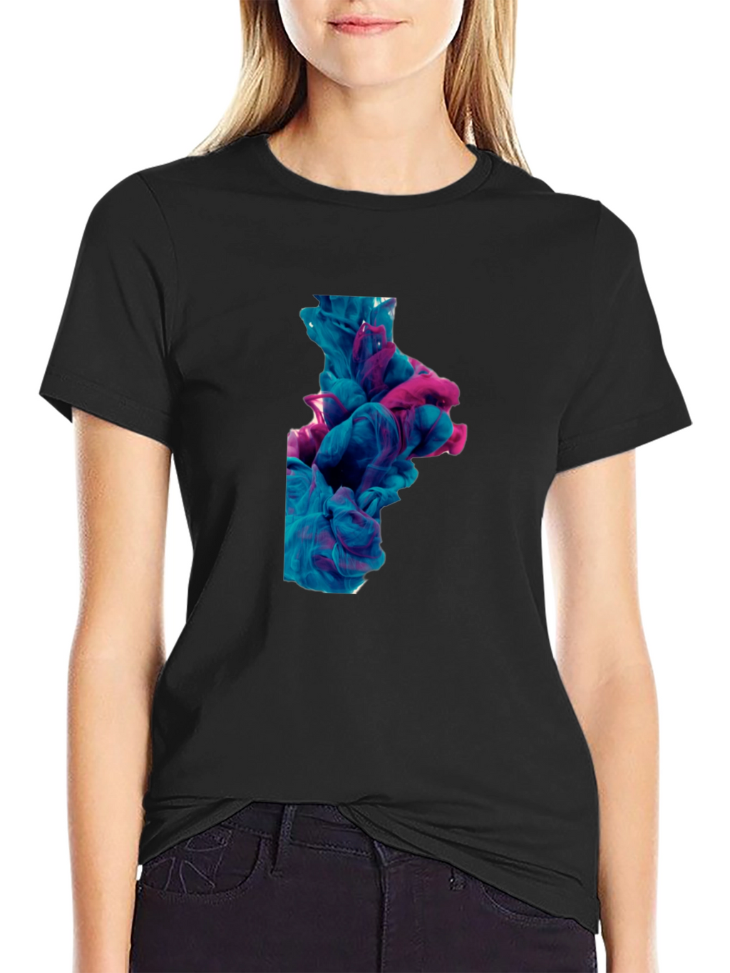 Abstract Ink Swirl Tee - Black Graphic T-Shirt
