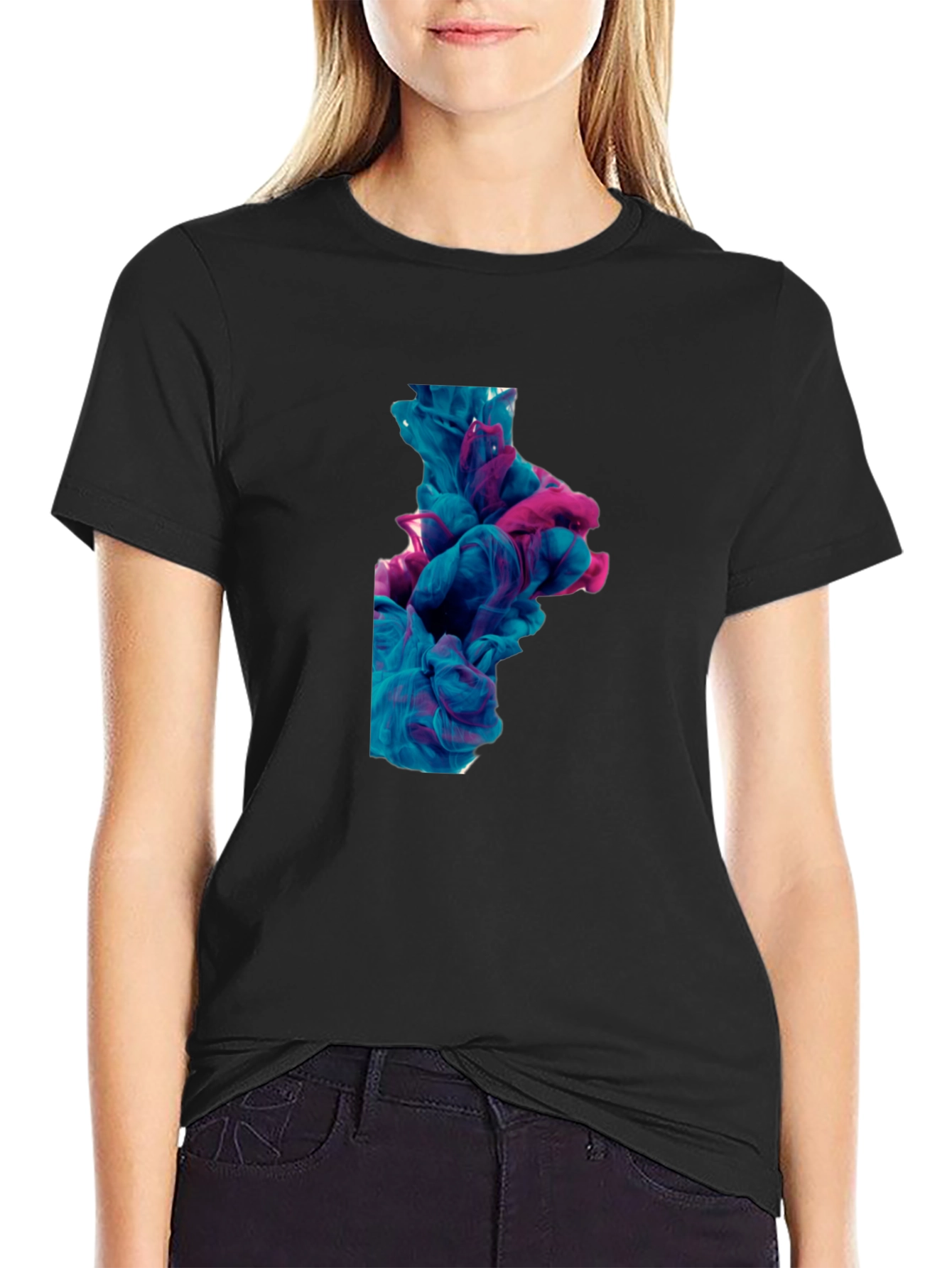 Abstract Ink Swirl Tee - Black Graphic T-Shirt