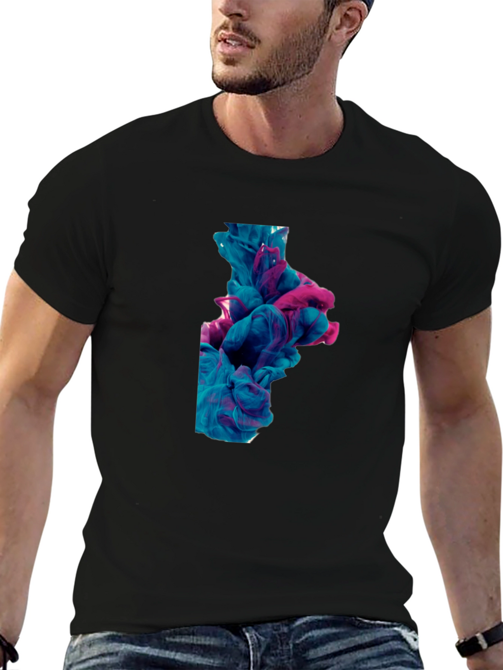 Abstract Ink Swirl Tee - Black Graphic T-Shirt