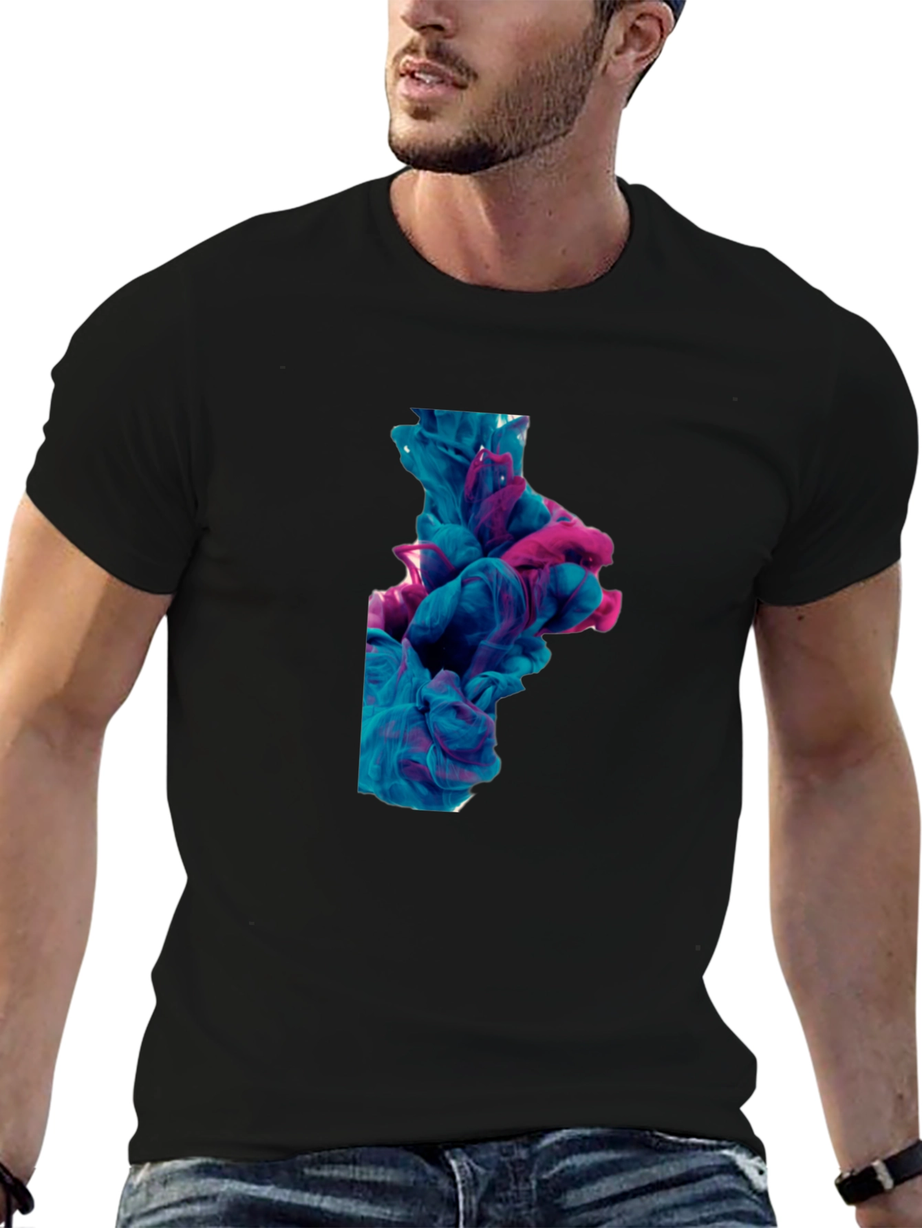 Abstract Ink Swirl Tee - Black Graphic T-Shirt