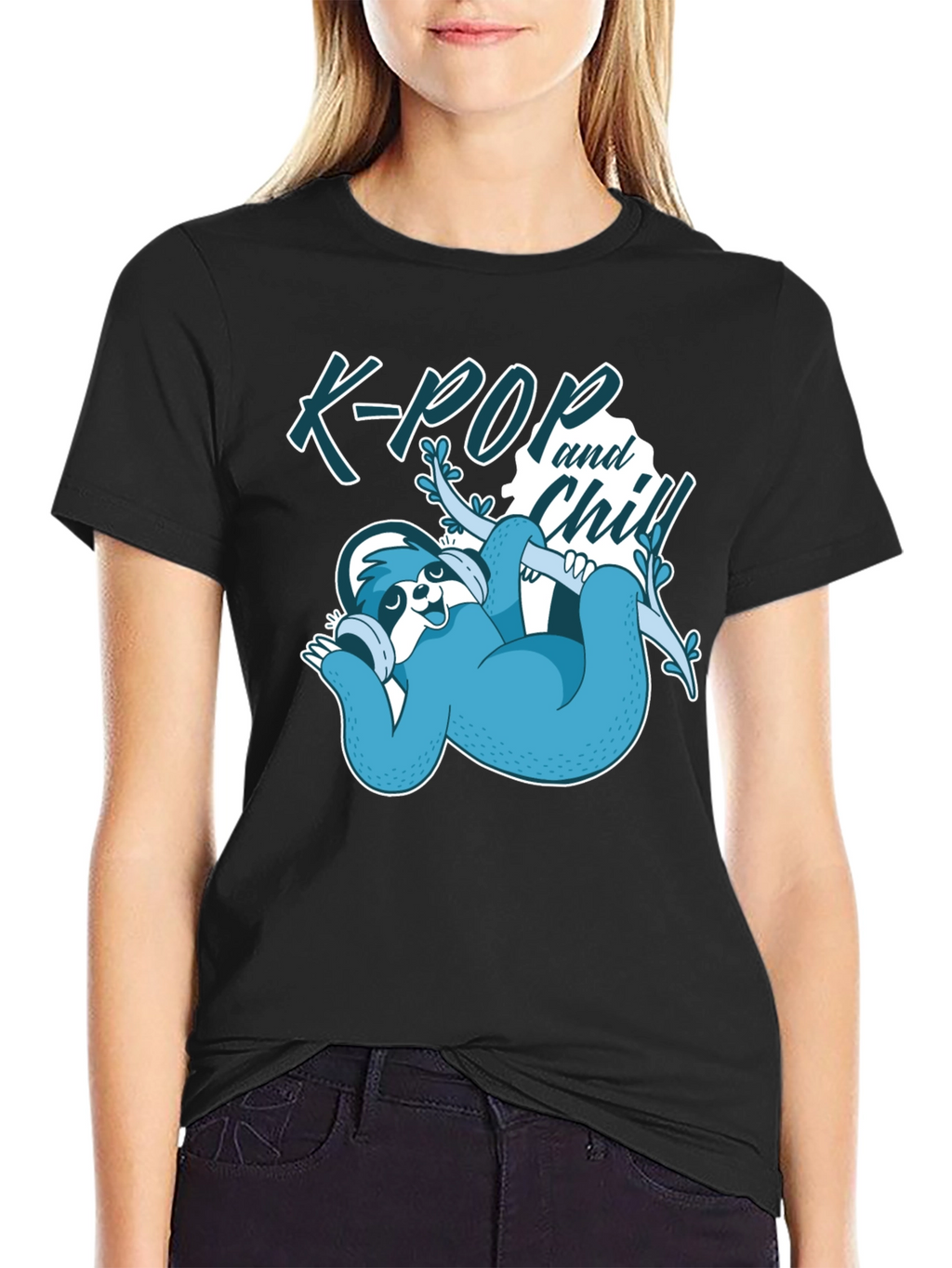 K-Pop and Chill Sloth Graphic Tee