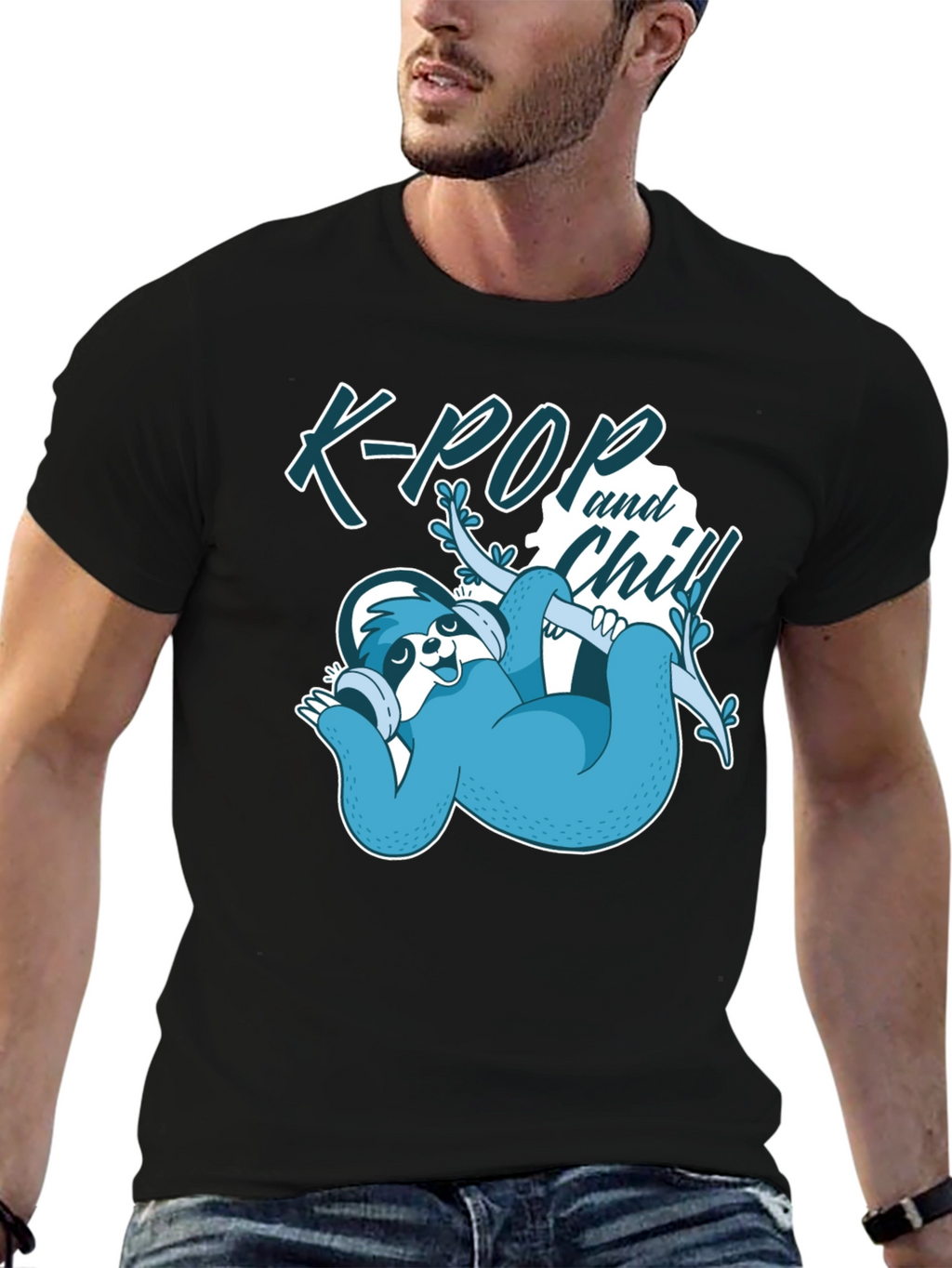 K-Pop and Chill Sloth Graphic Tee