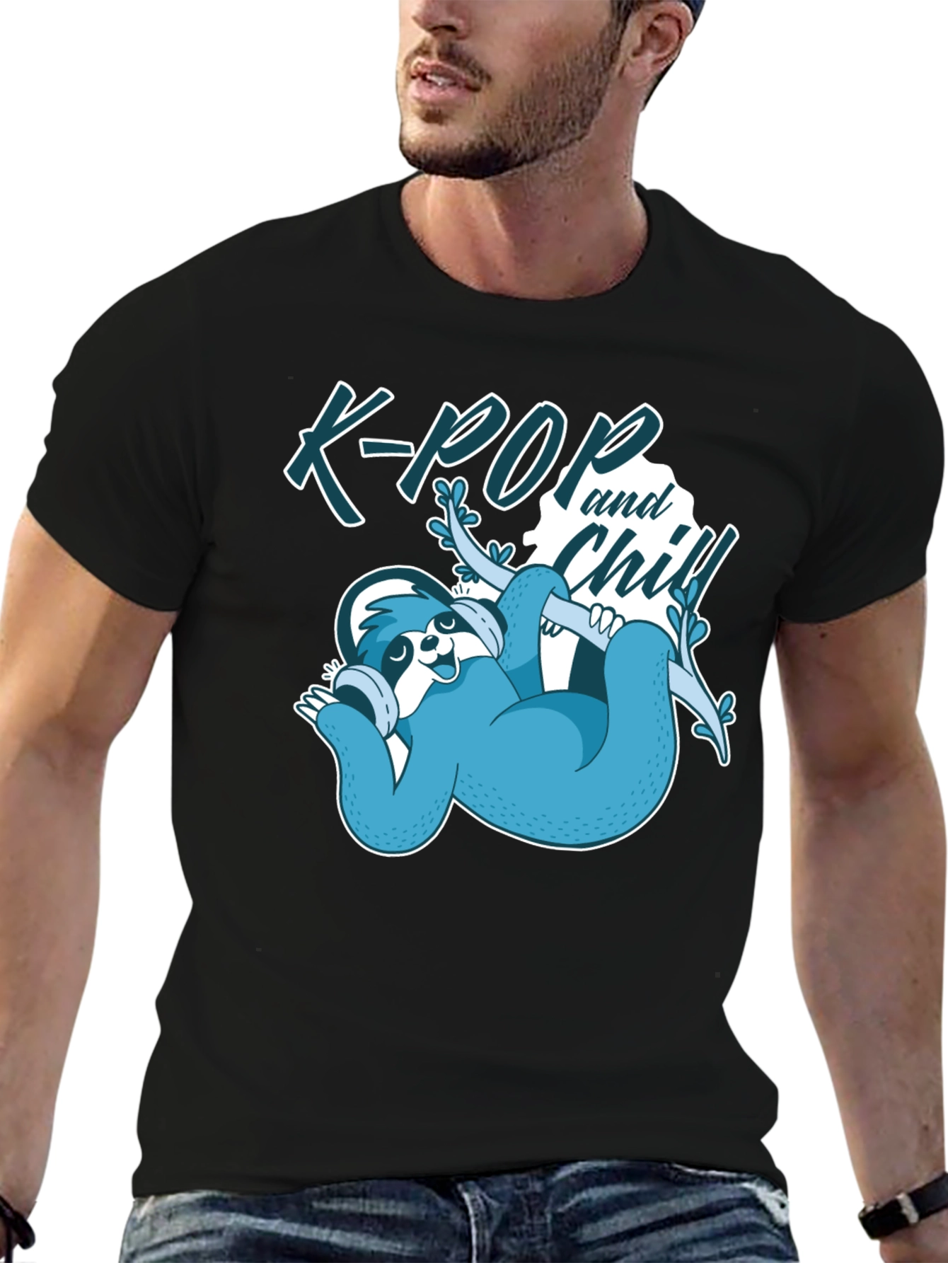 K-Pop and Chill Sloth Graphic Tee