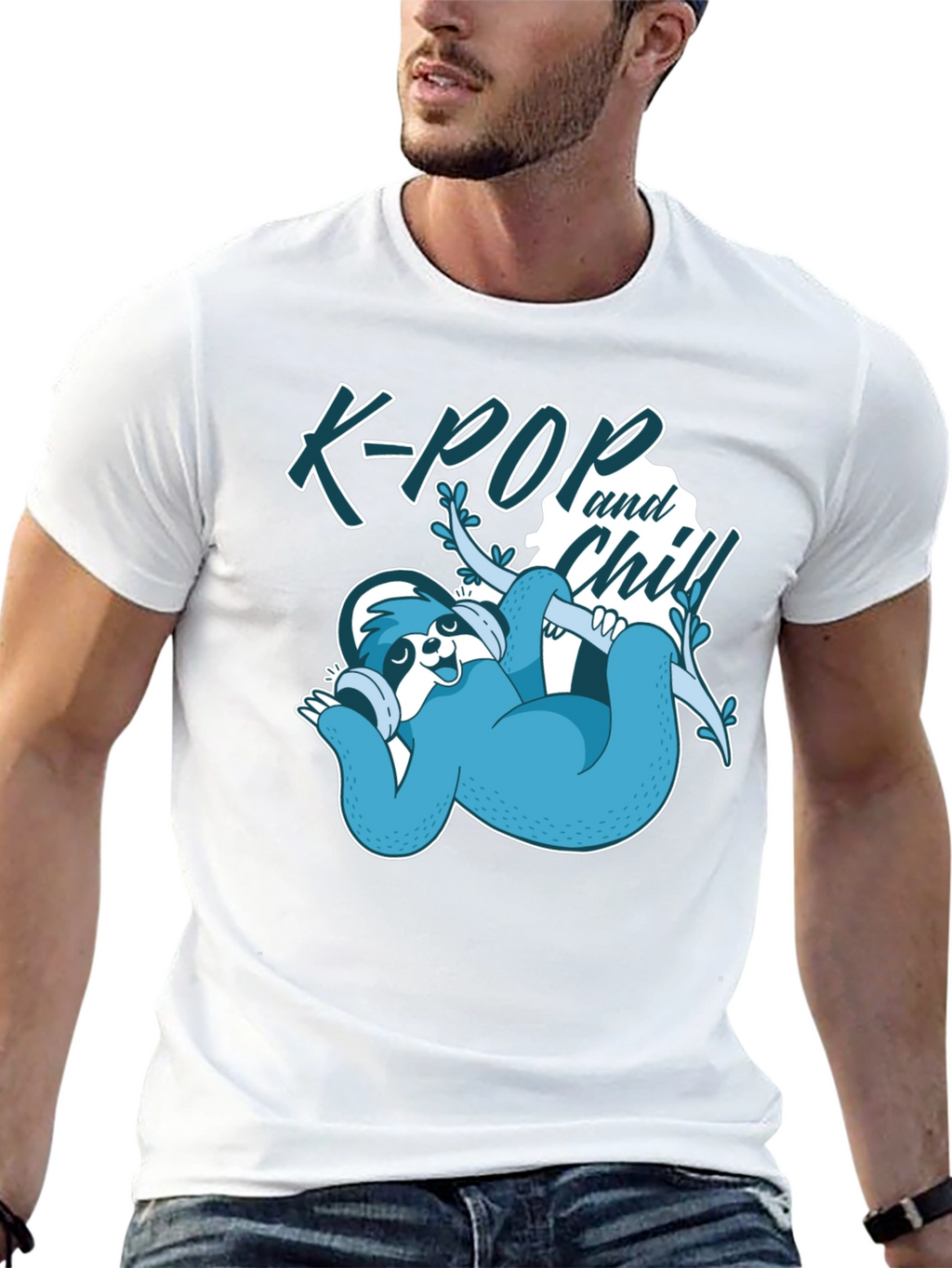 K-Pop and Chill Sloth Graphic Tee
