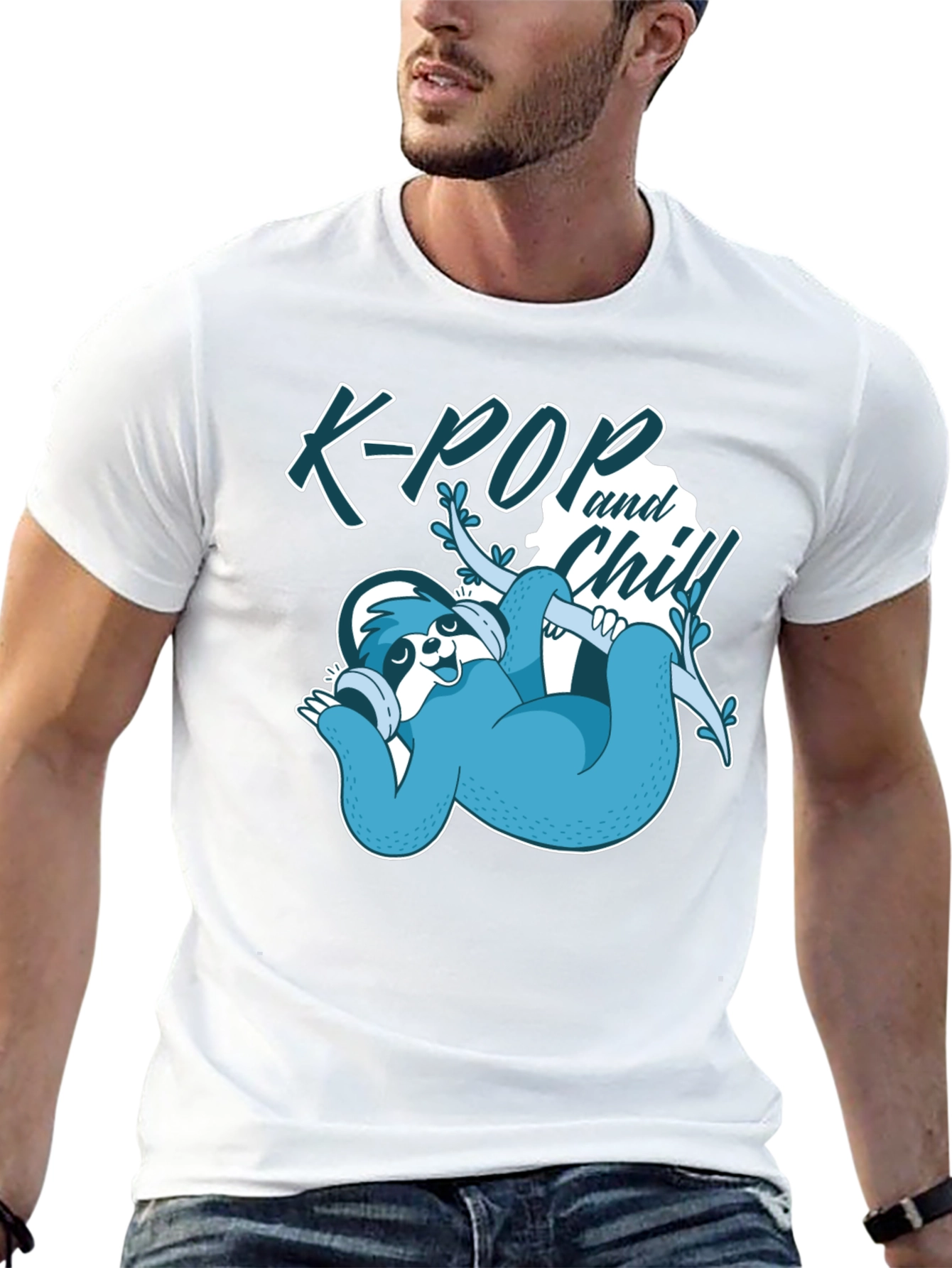 K-Pop and Chill Sloth Graphic Tee