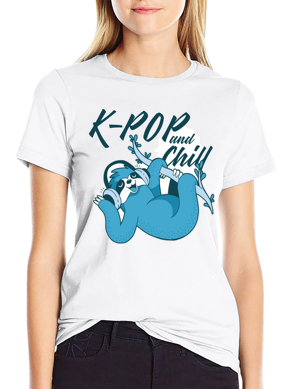 K-Pop and Chill Sloth Graphic Tee