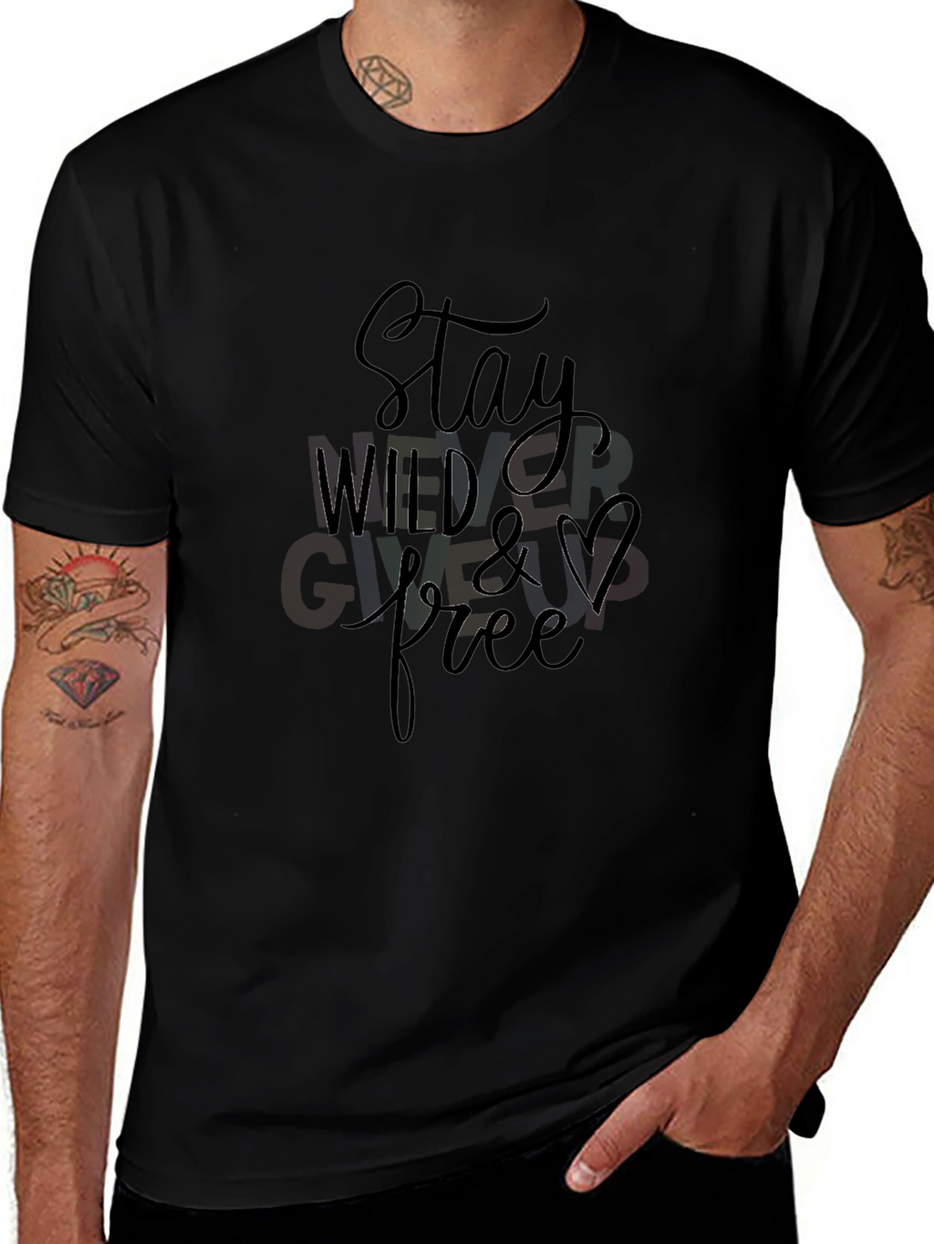 Stay Wild & Free Graphic Black T-Shirt