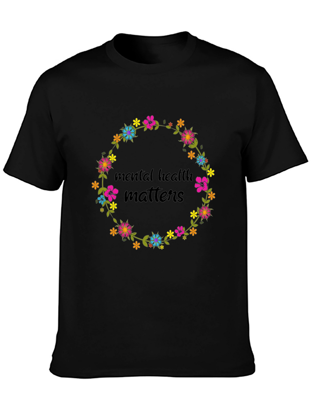 Mental Health Matters Floral Wreath Graphic Tee