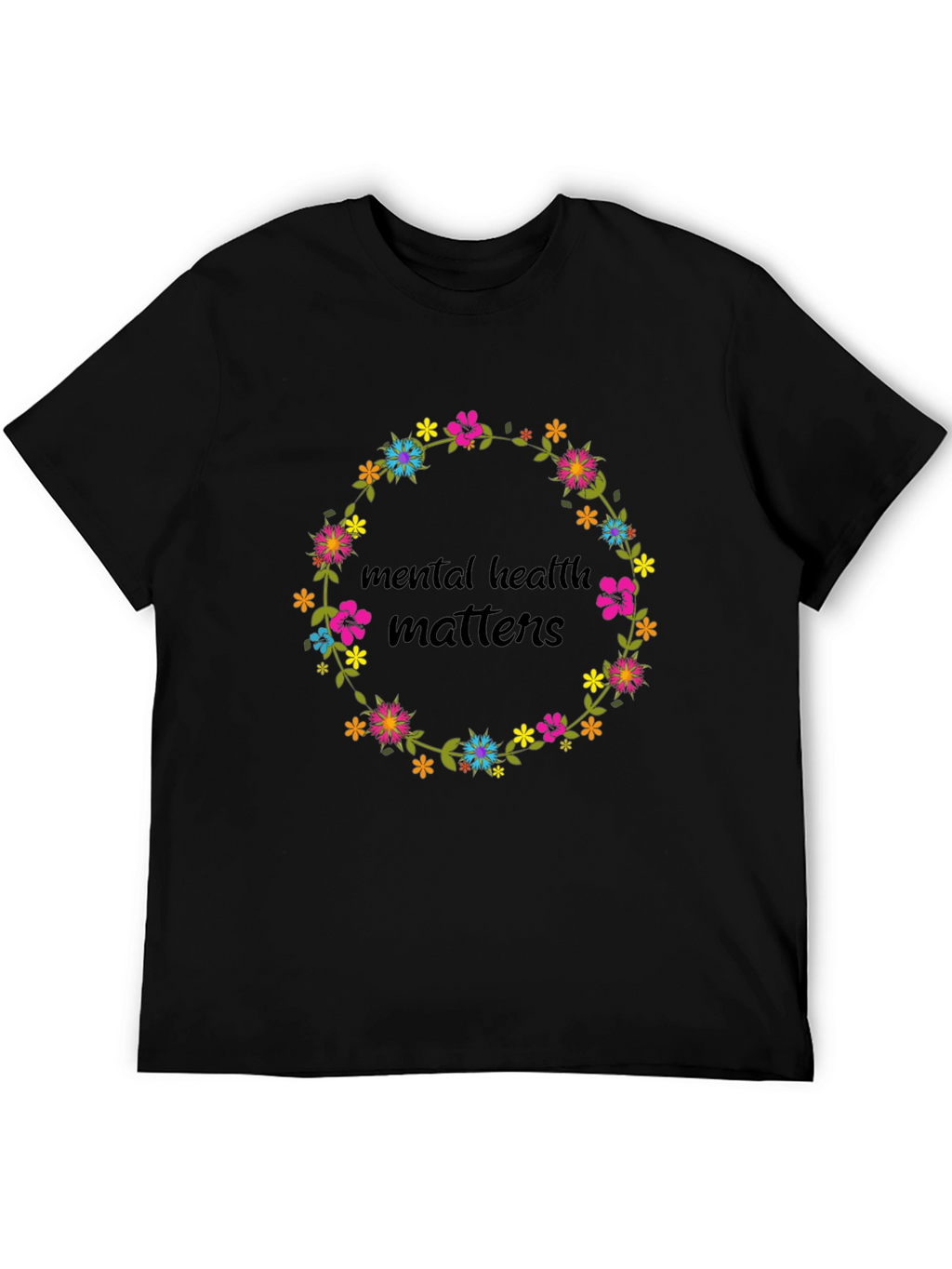 Mental Health Matters Floral Wreath Graphic Tee