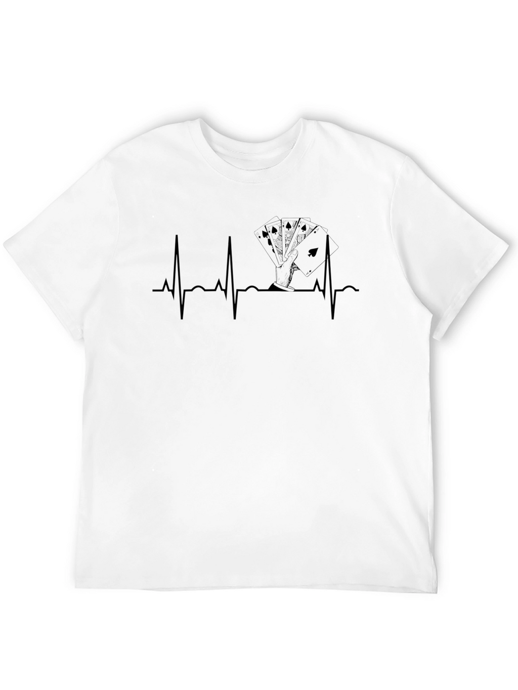 Poker Heartbeat T-Shirt - Black Casual Tee