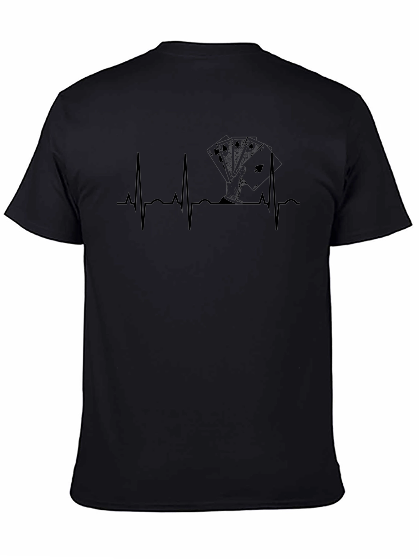 Poker Heartbeat T-Shirt - Black Casual Tee