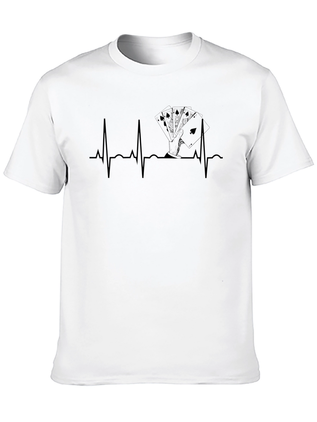 Poker Heartbeat T-Shirt - Black Casual Tee