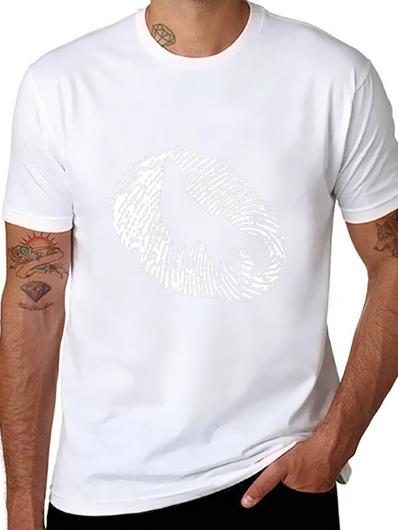 Wolf Fingerprint Graphic Tee - Cool Black T-Shirt