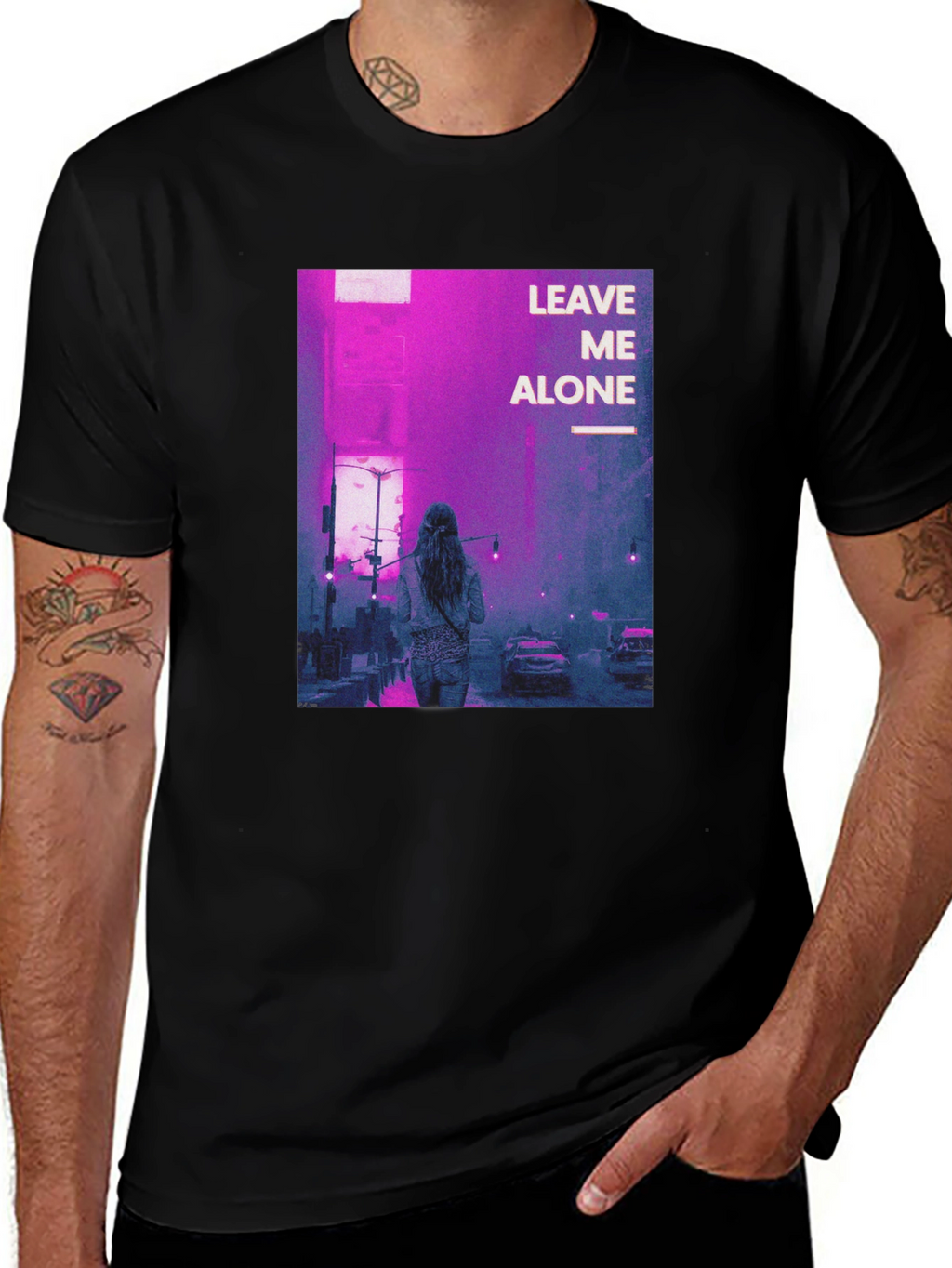 Leave Me Alone Graphic Black T-Shirt