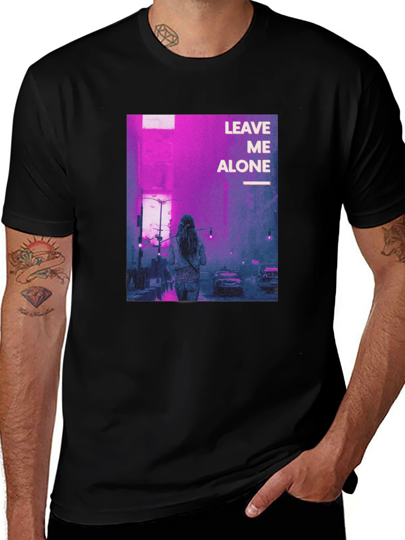 Leave Me Alone Graphic Black T-Shirt