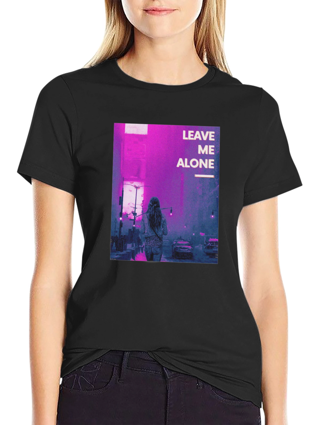 Leave Me Alone Graphic Black T-Shirt