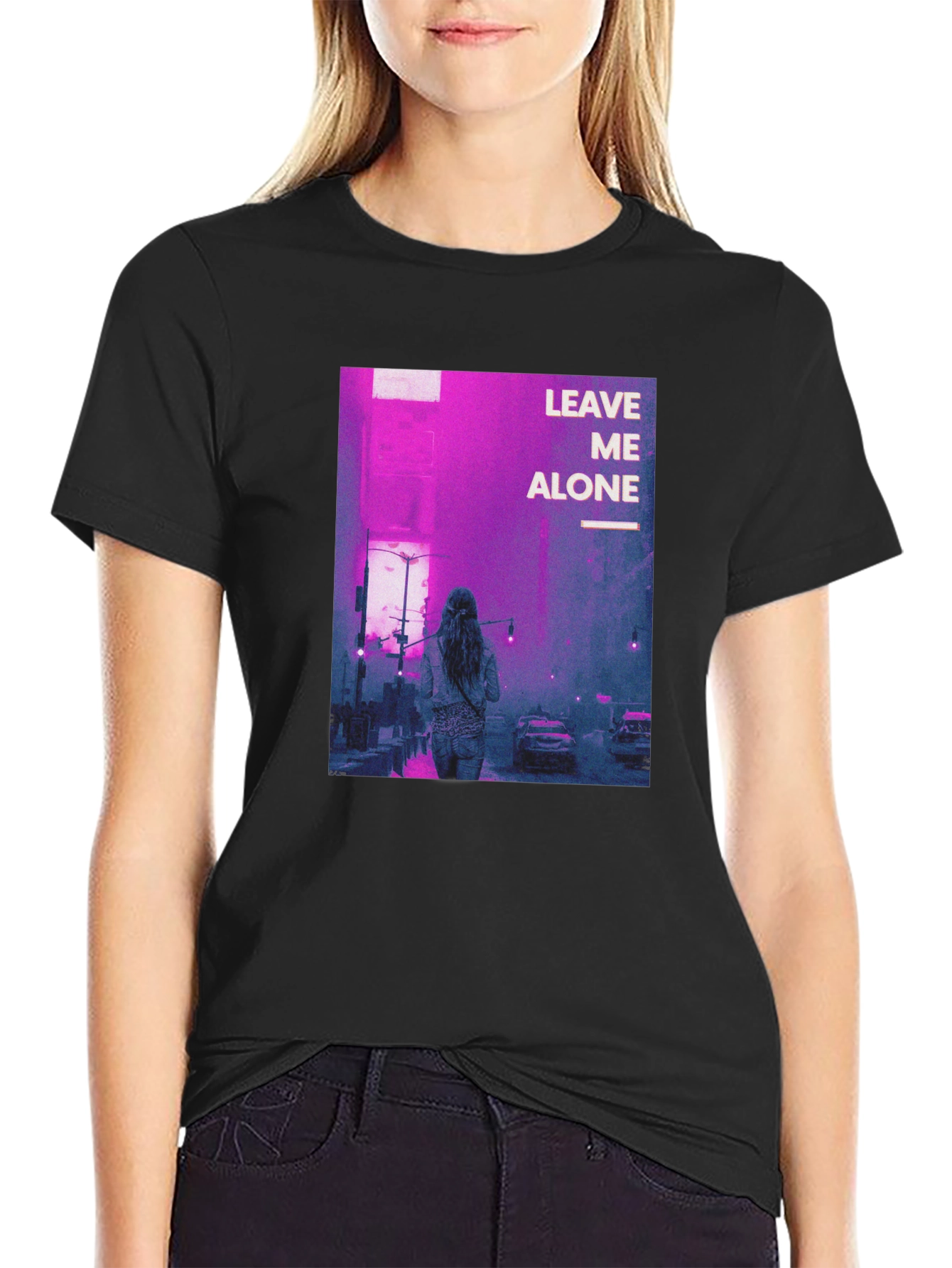 Leave Me Alone Graphic Black T-Shirt