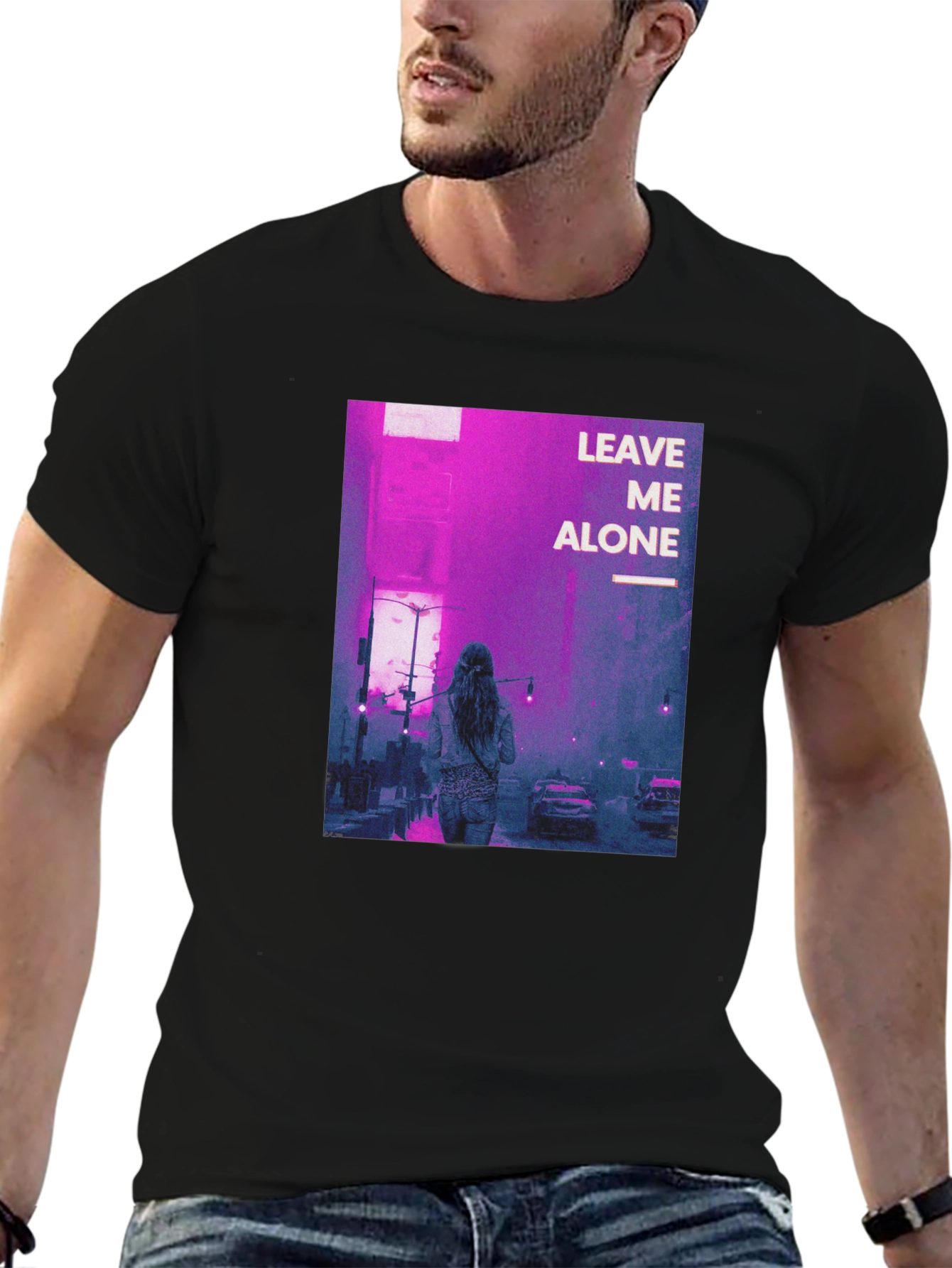 Leave Me Alone Graphic Black T-Shirt