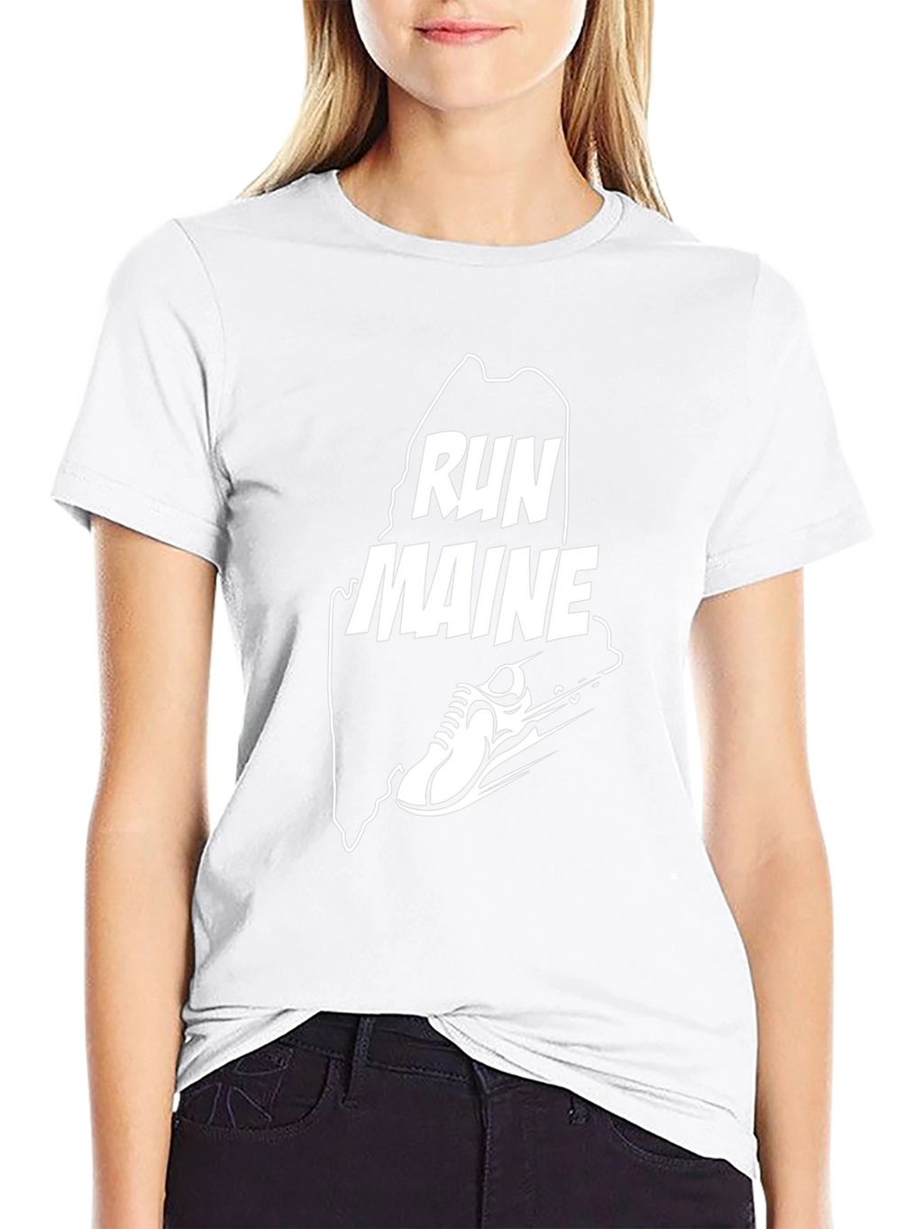 Run Maine Graphic Tee - Black Cotton Blend T-Shirt