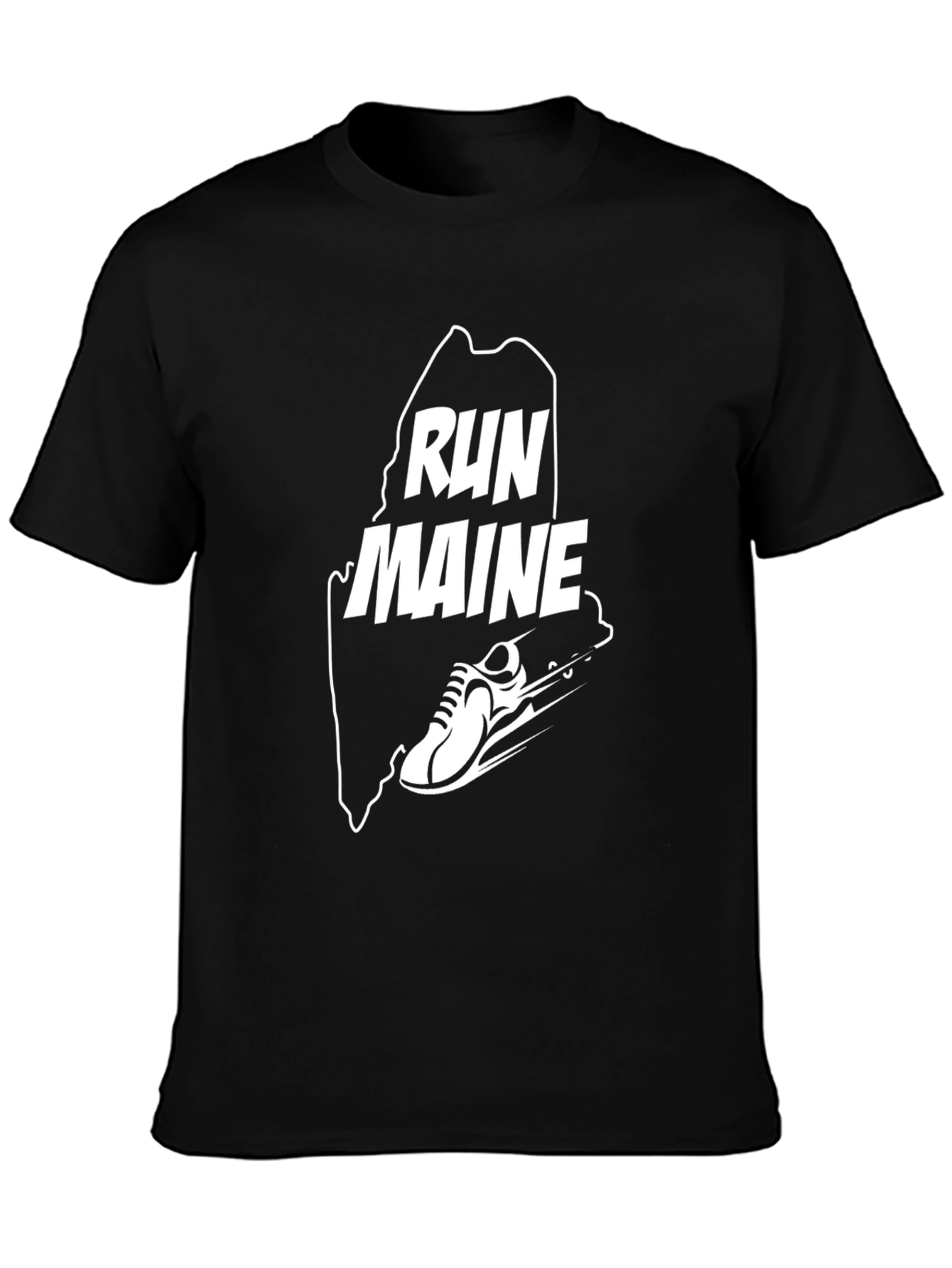 Run Maine Graphic Tee - Black Cotton Blend T-Shirt
