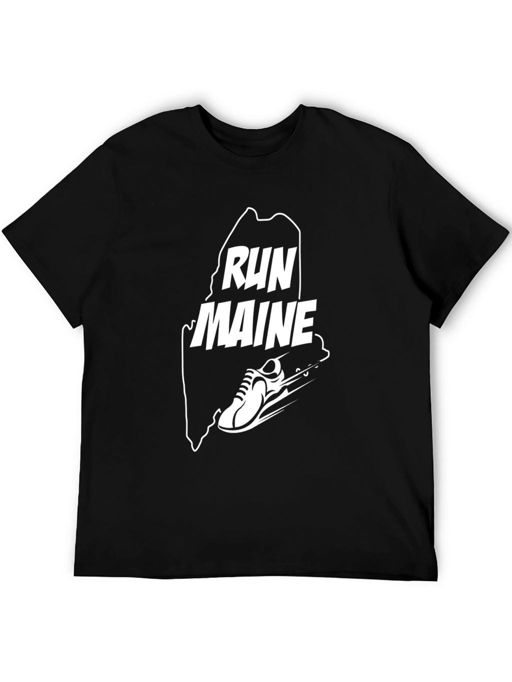 Run Maine Graphic Tee - Black Cotton Blend T-Shirt