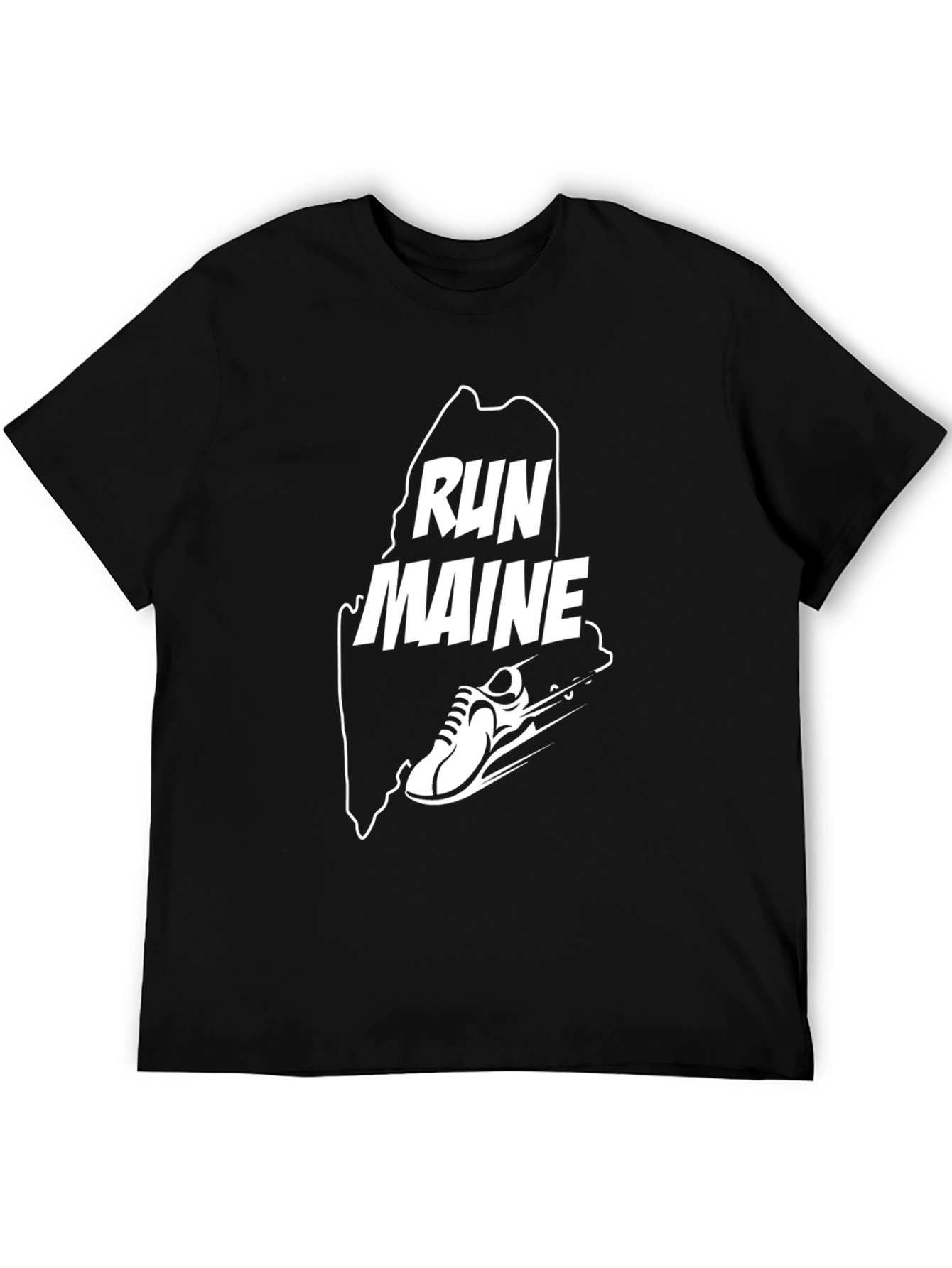 Run Maine Graphic Tee - Black Cotton Blend T-Shirt