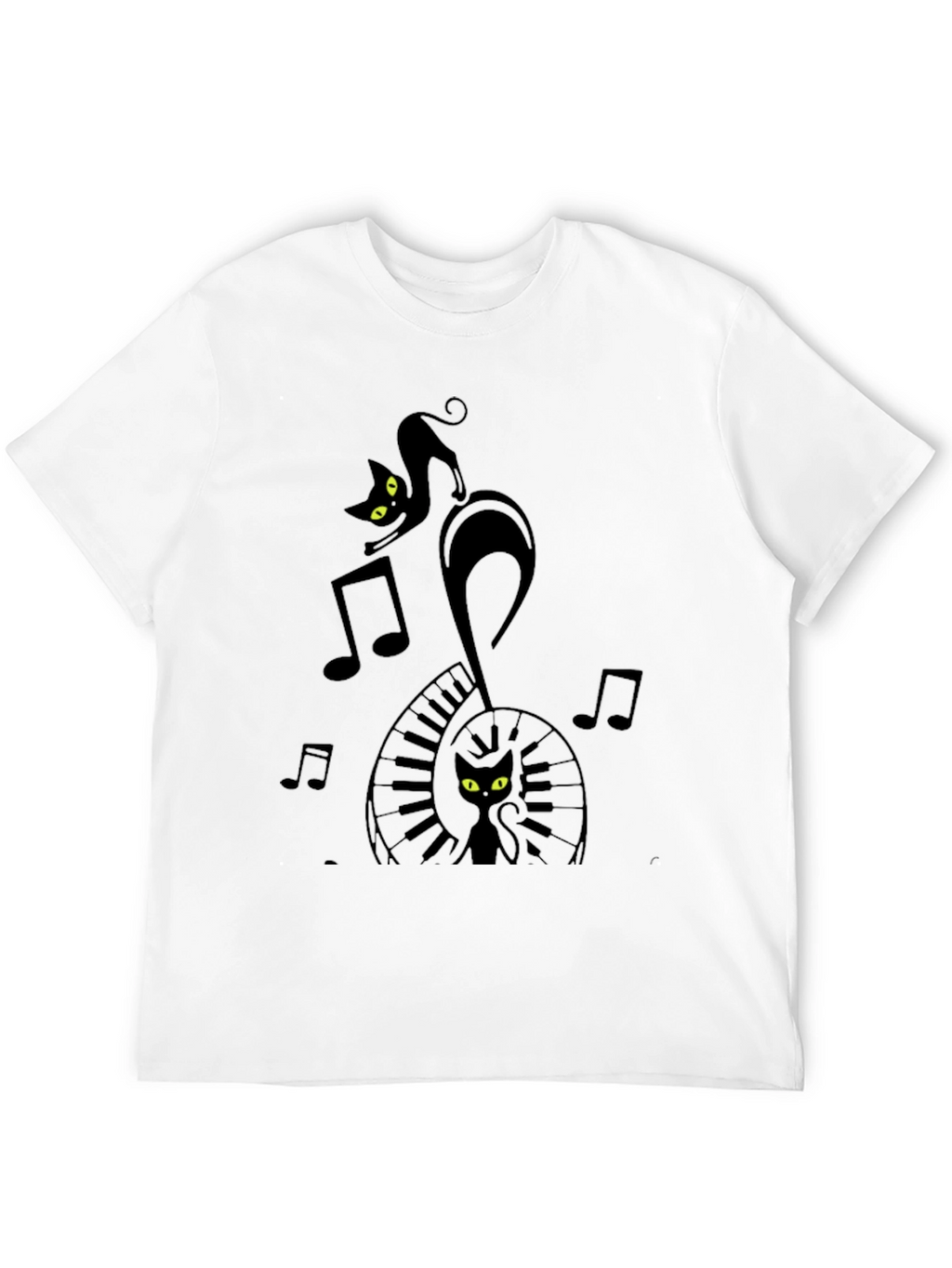 Musical Cat Black Graphic T-Shirt