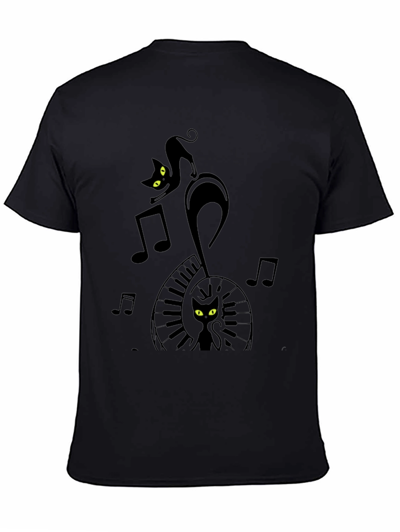 Musical Cat Black Graphic T-Shirt