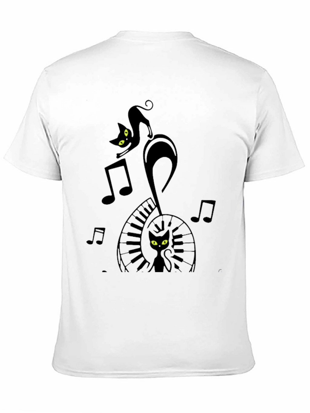 Musical Cat Black Graphic T-Shirt