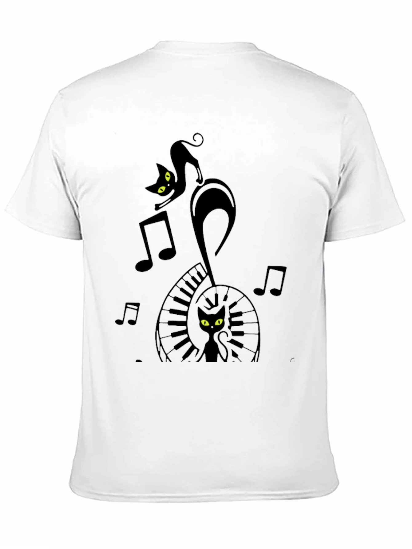 Musical Cat Black Graphic T-Shirt