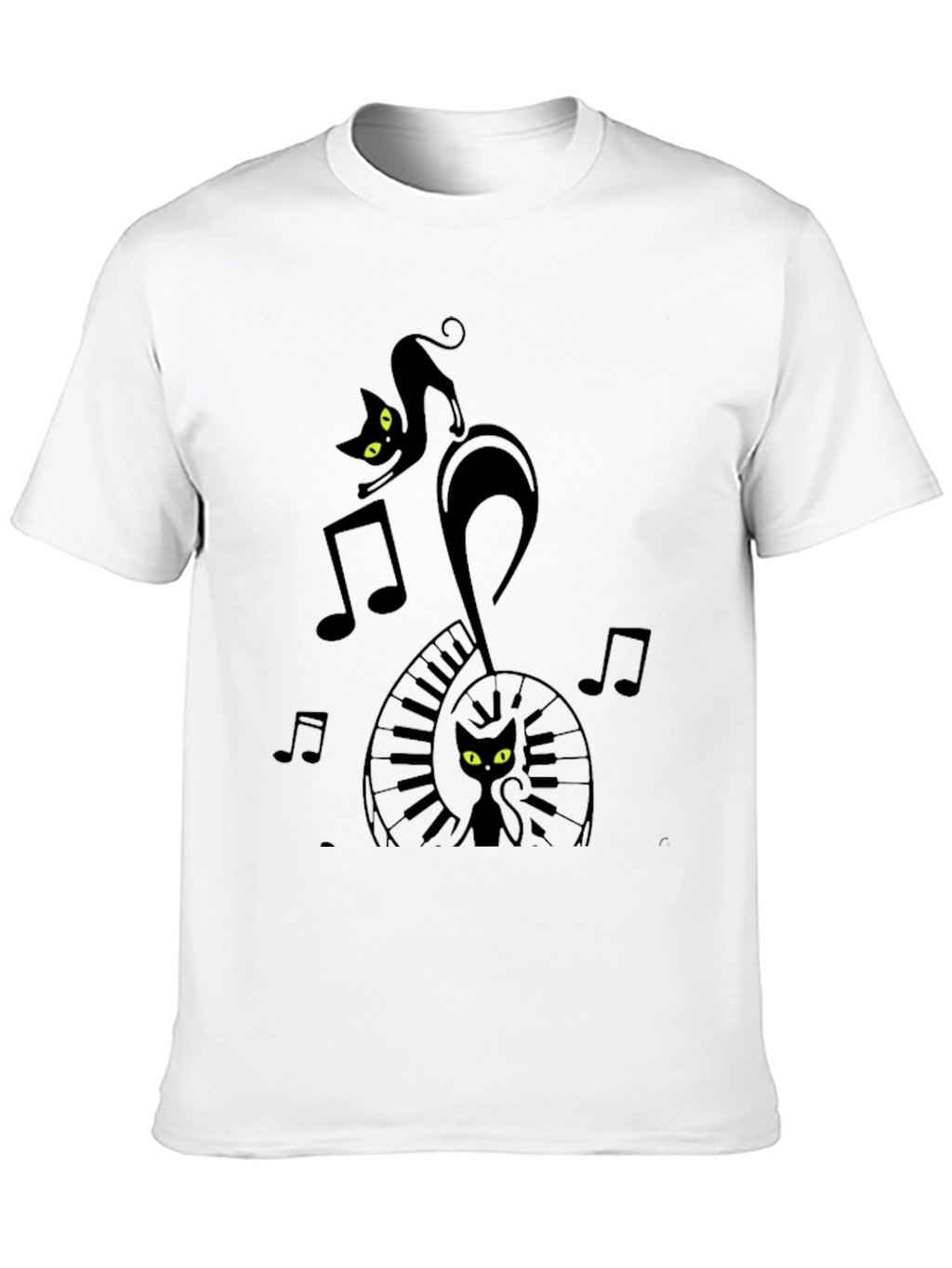 Musical Cat Black Graphic T-Shirt