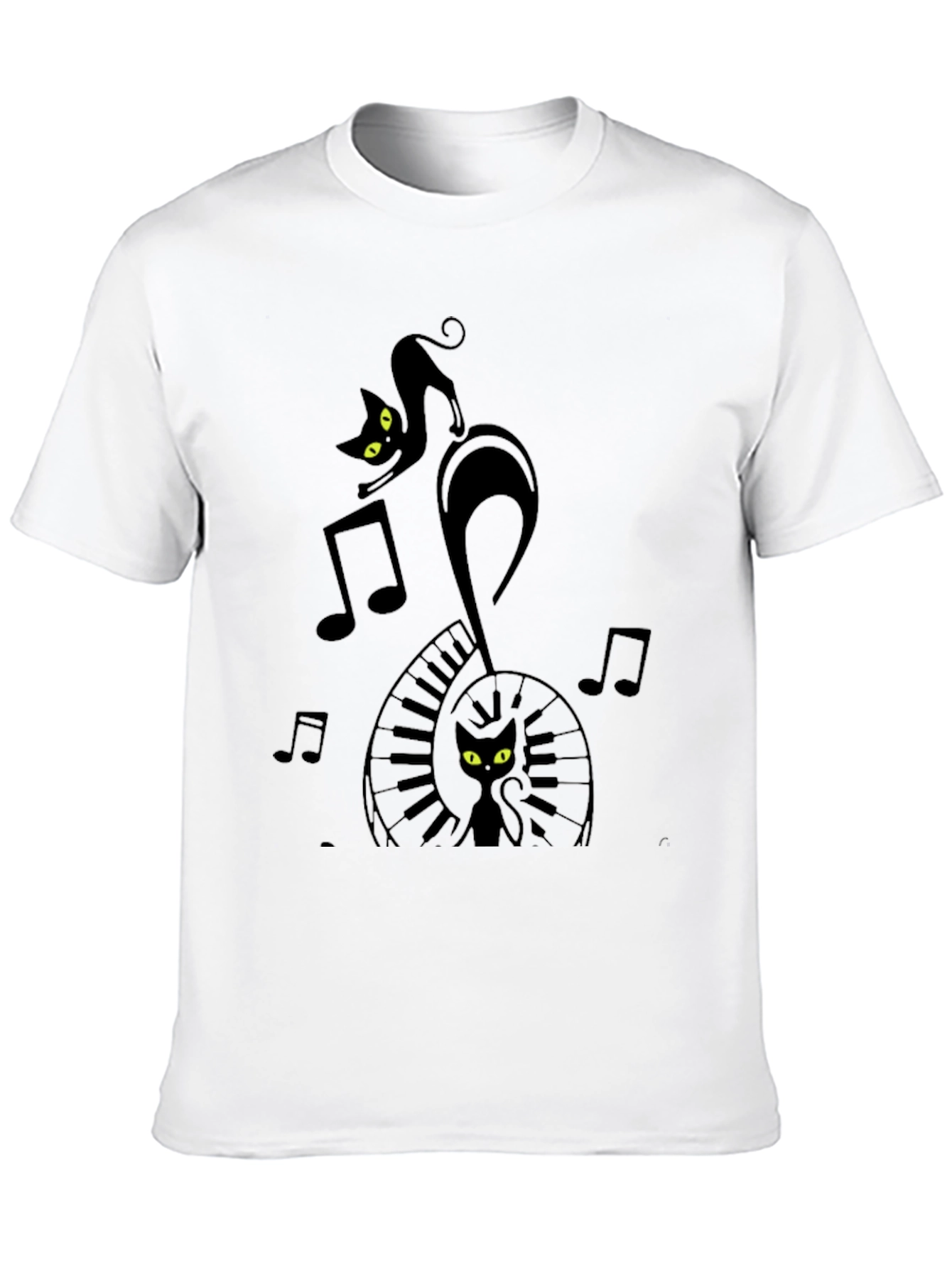 Musical Cat Black Graphic T-Shirt
