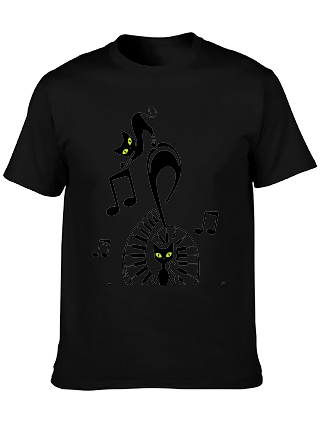 Musical Cat Black Graphic T-Shirt