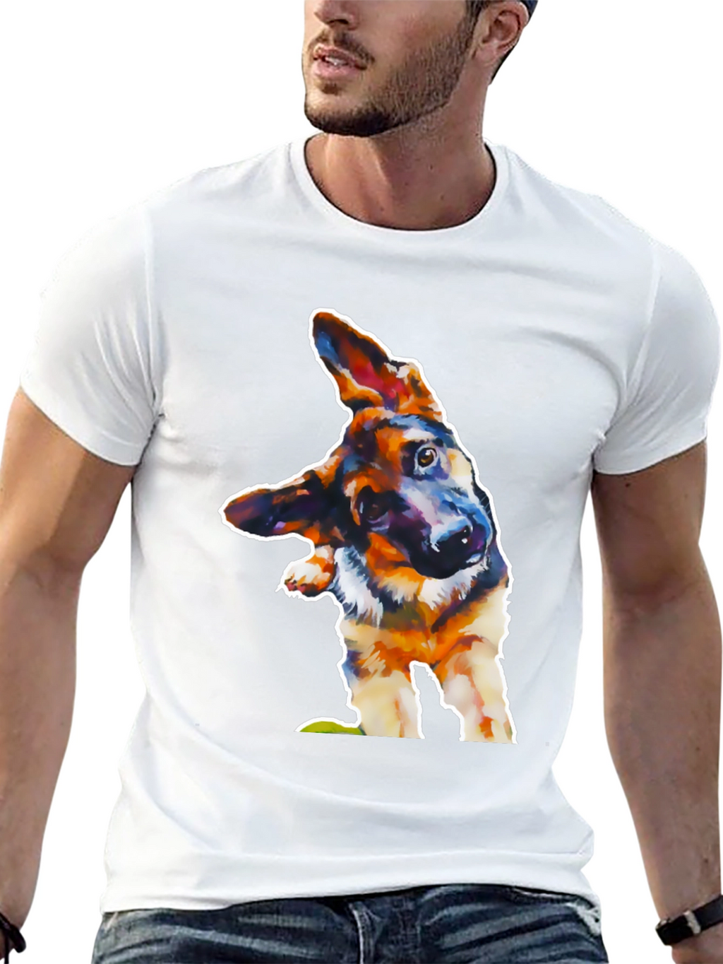 Dog Lover Tee: Artistic German Shepherd Design