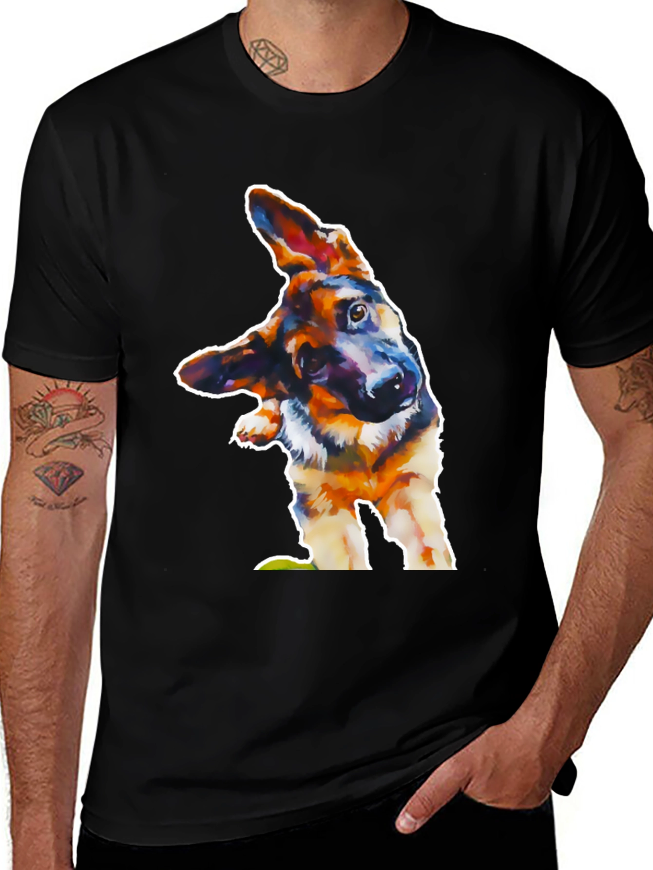 Dog Lover Tee: Artistic German Shepherd Design