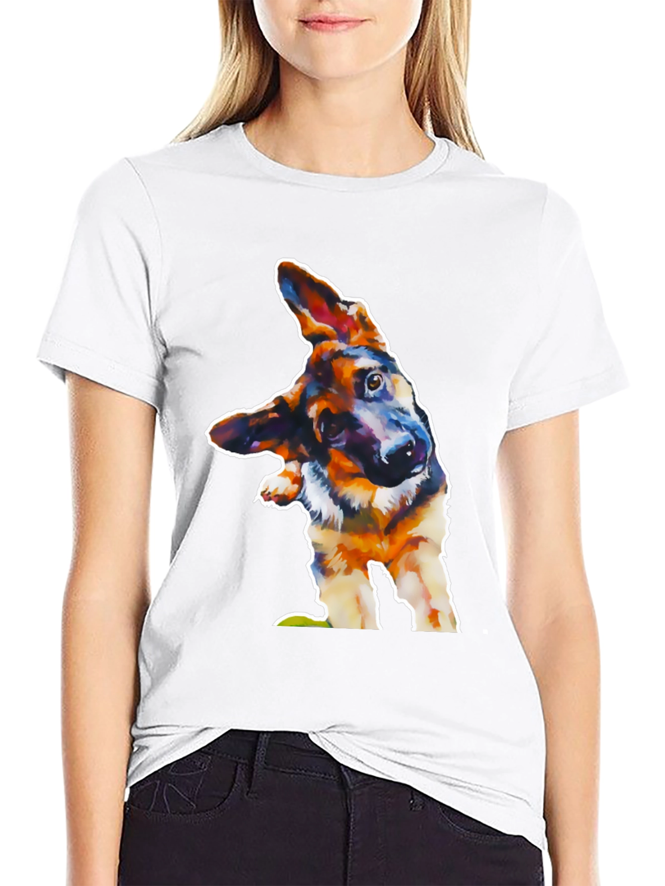 Dog Lover Tee: Artistic German Shepherd Design