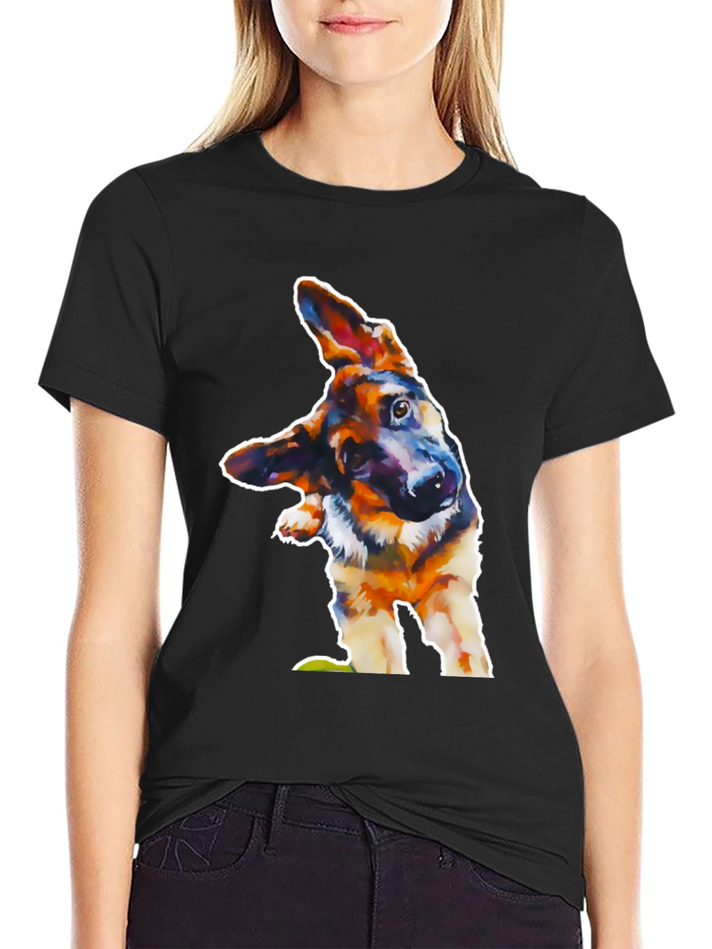 Dog Lover Tee: Artistic German Shepherd Design