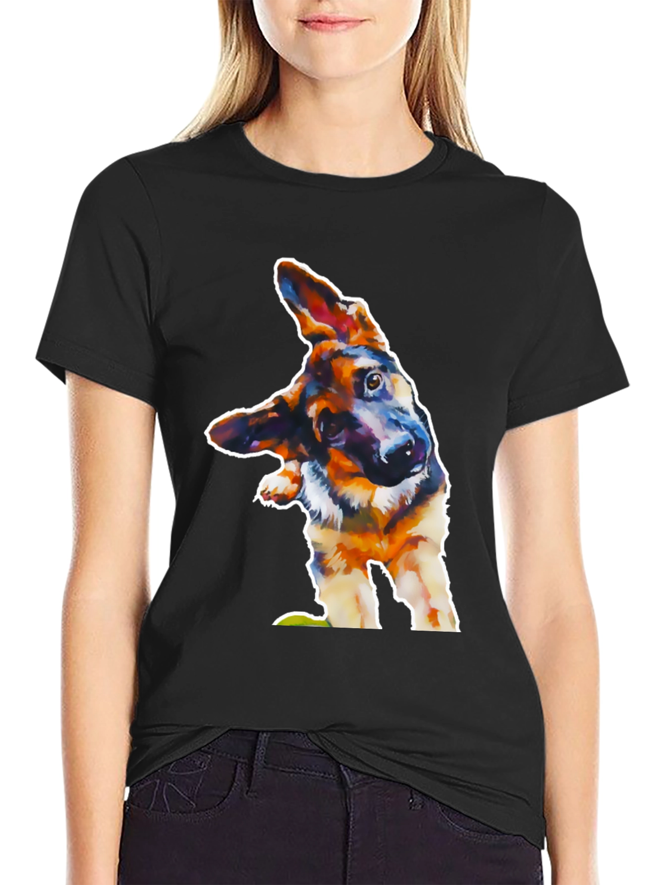 Dog Lover Tee: Artistic German Shepherd Design