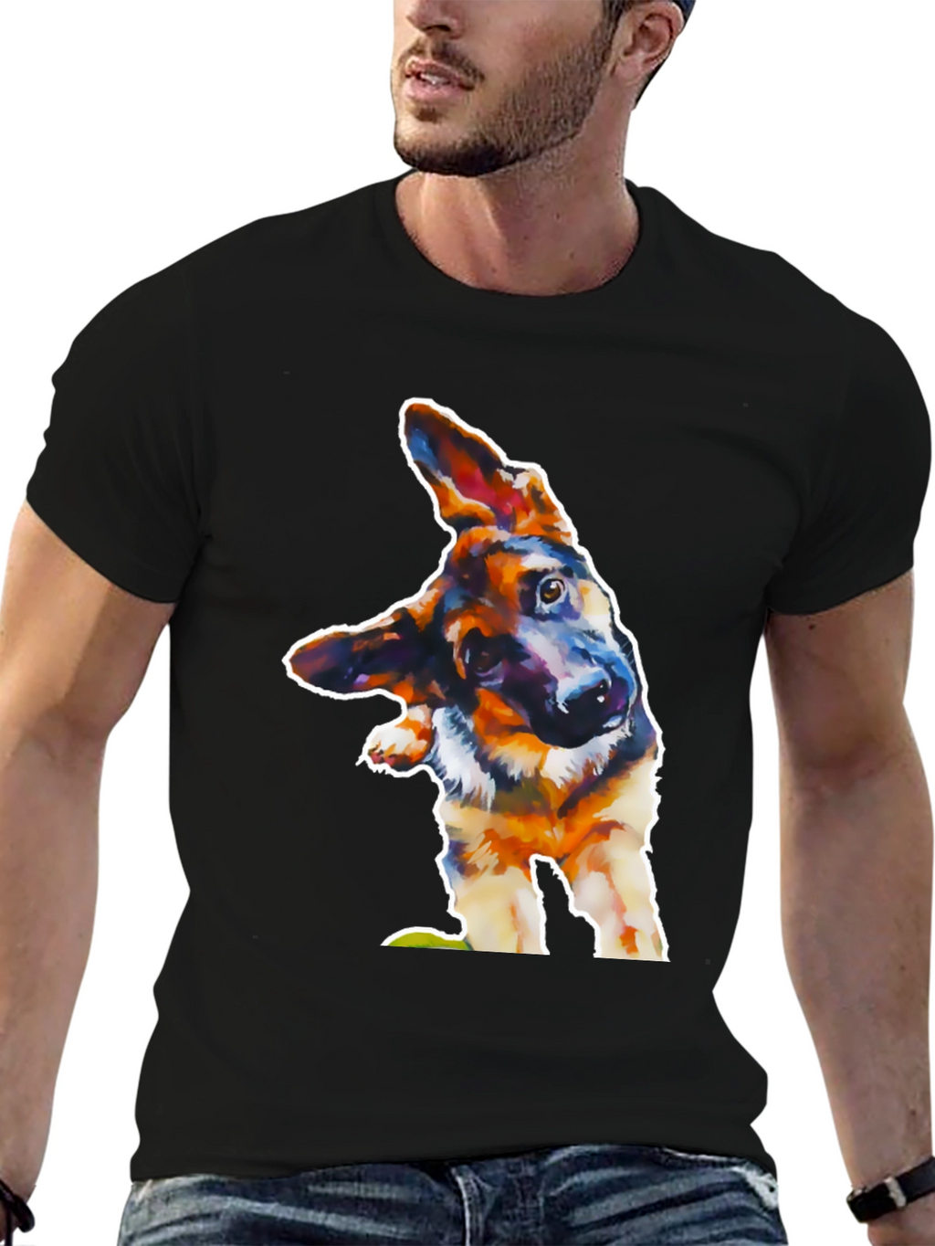 Dog Lover Tee: Artistic German Shepherd Design