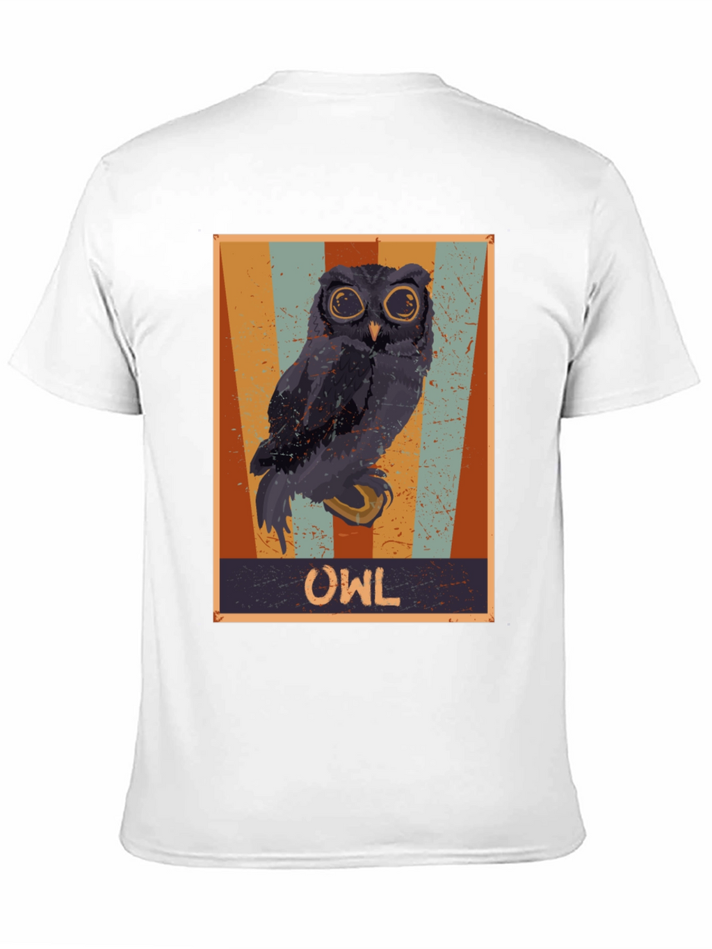 Retro Owl Graphic Print Black T-Shirt