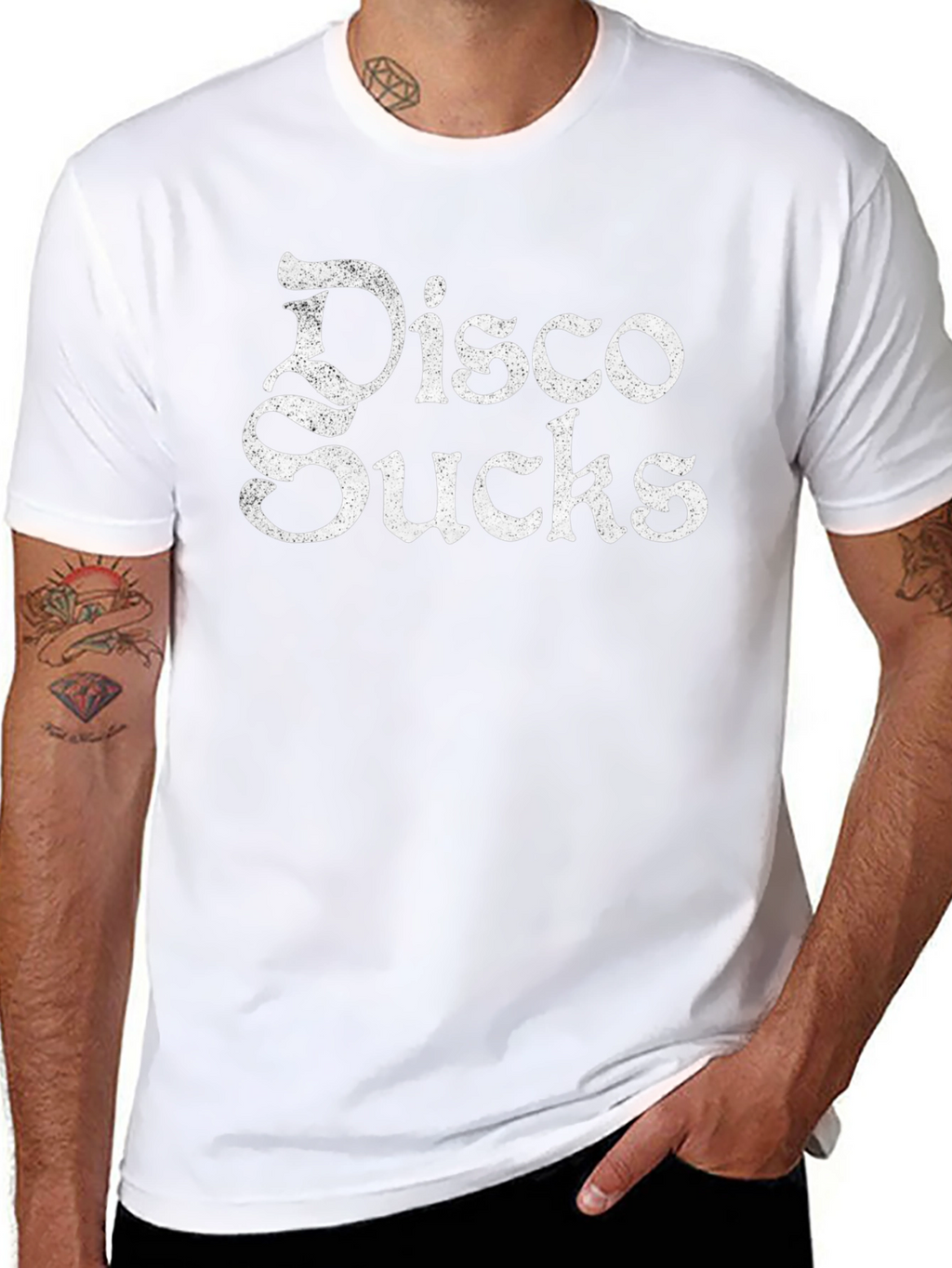 Disco Sucks Graphic Print Black T-Shirt