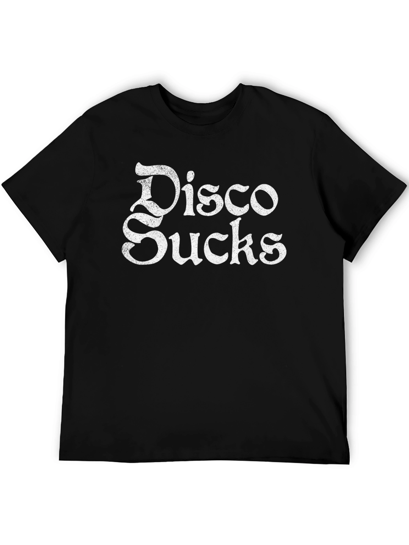 Disco Sucks Graphic Print Black T-Shirt
