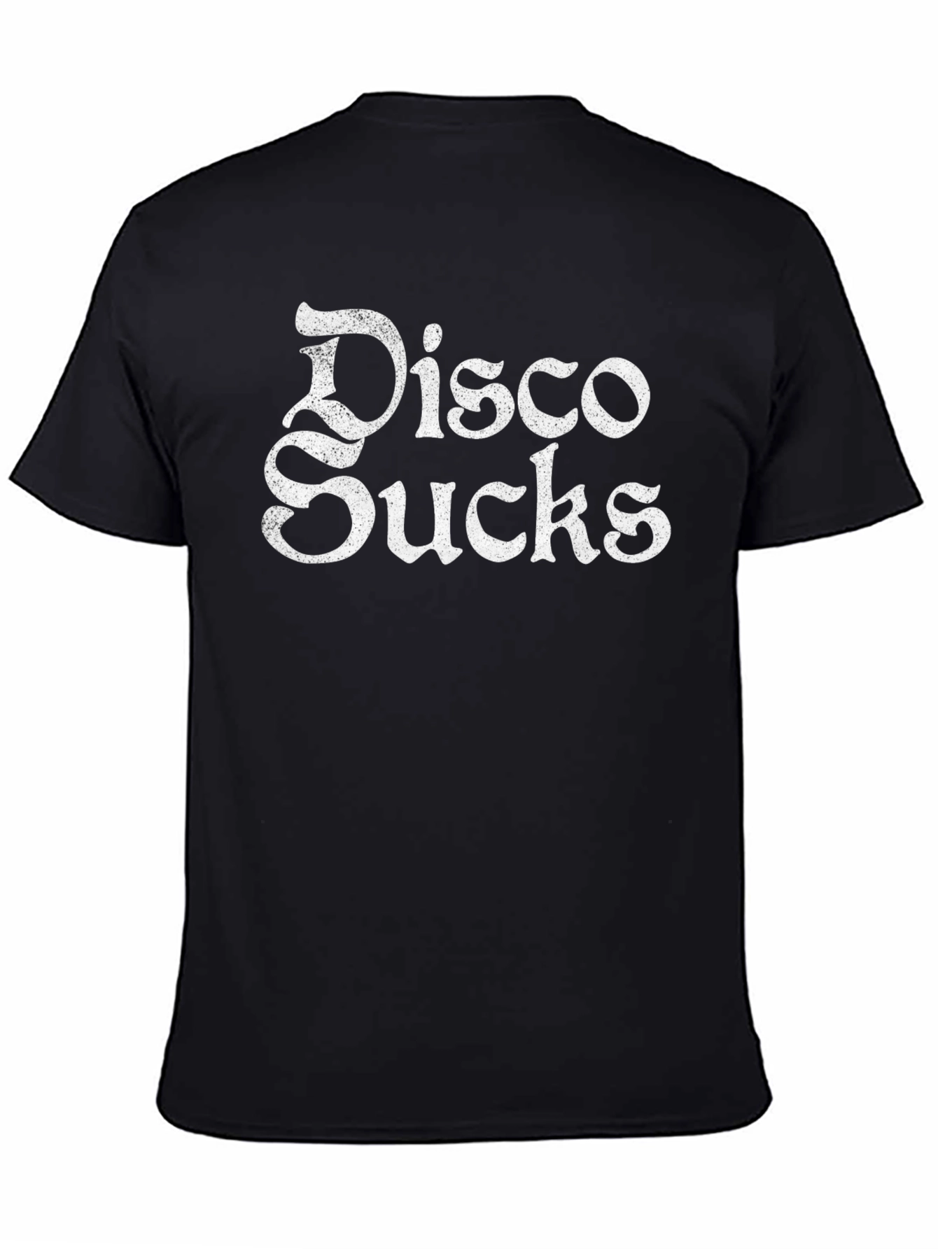Disco Sucks Graphic Print Black T-Shirt