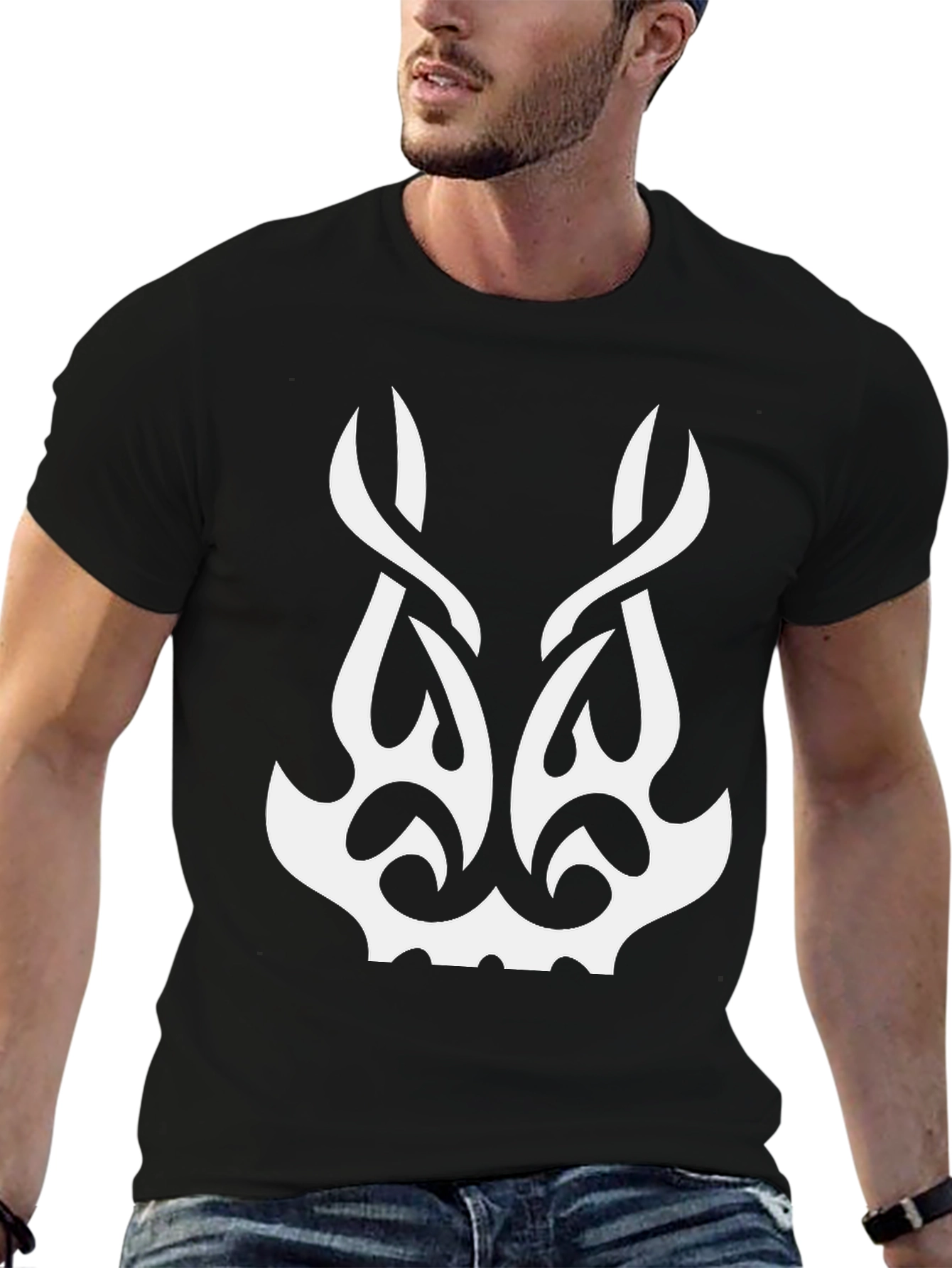 Tribal Graphic Tee - Black Cotton T-Shirt