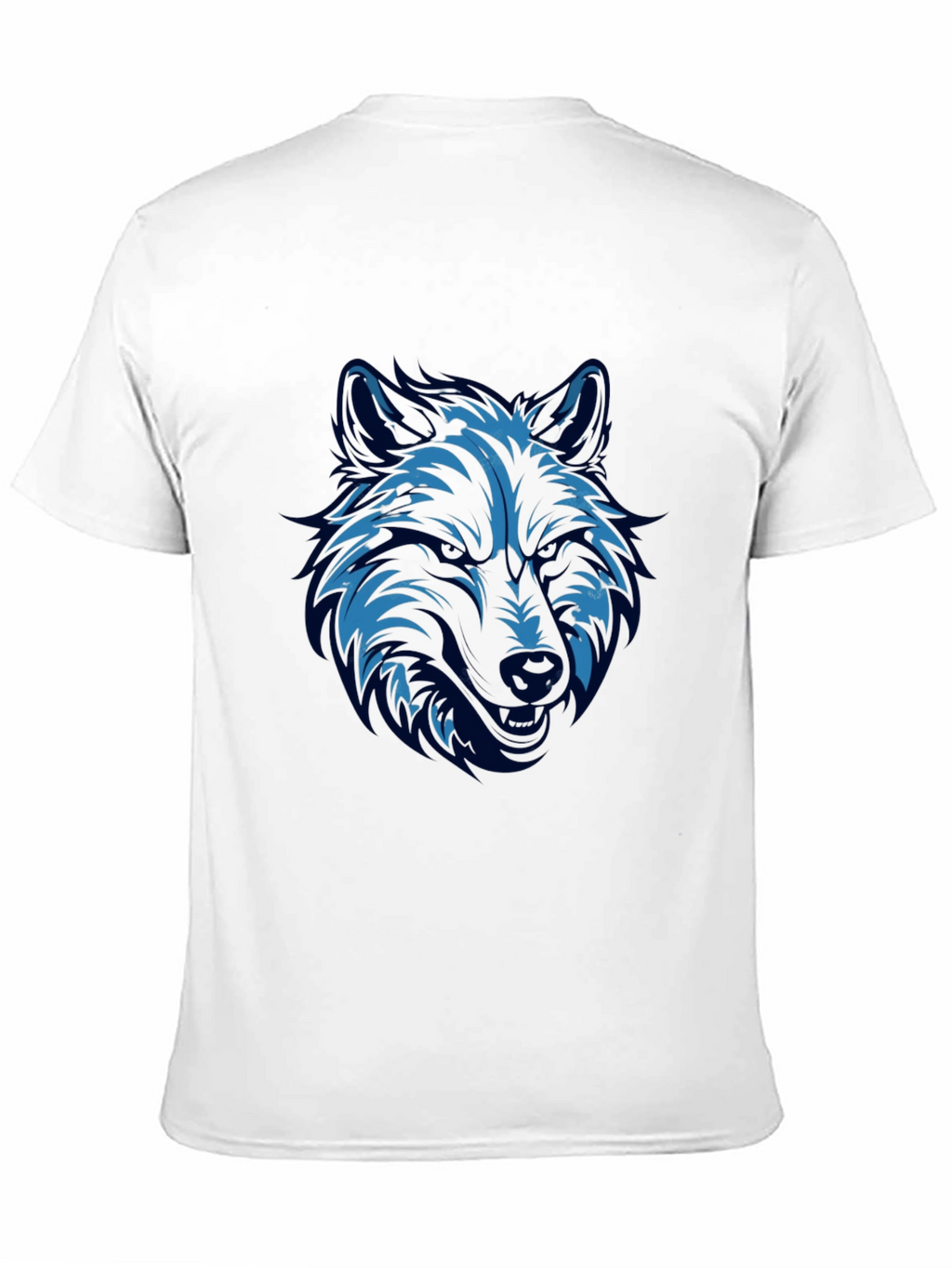 Blue Wolf Graphic Print Black T-Shirt