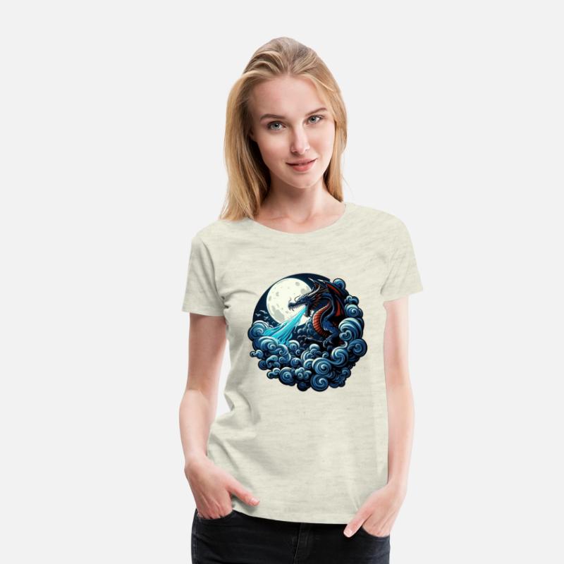 Mystical Dragon Breathing Water Under Moonlight