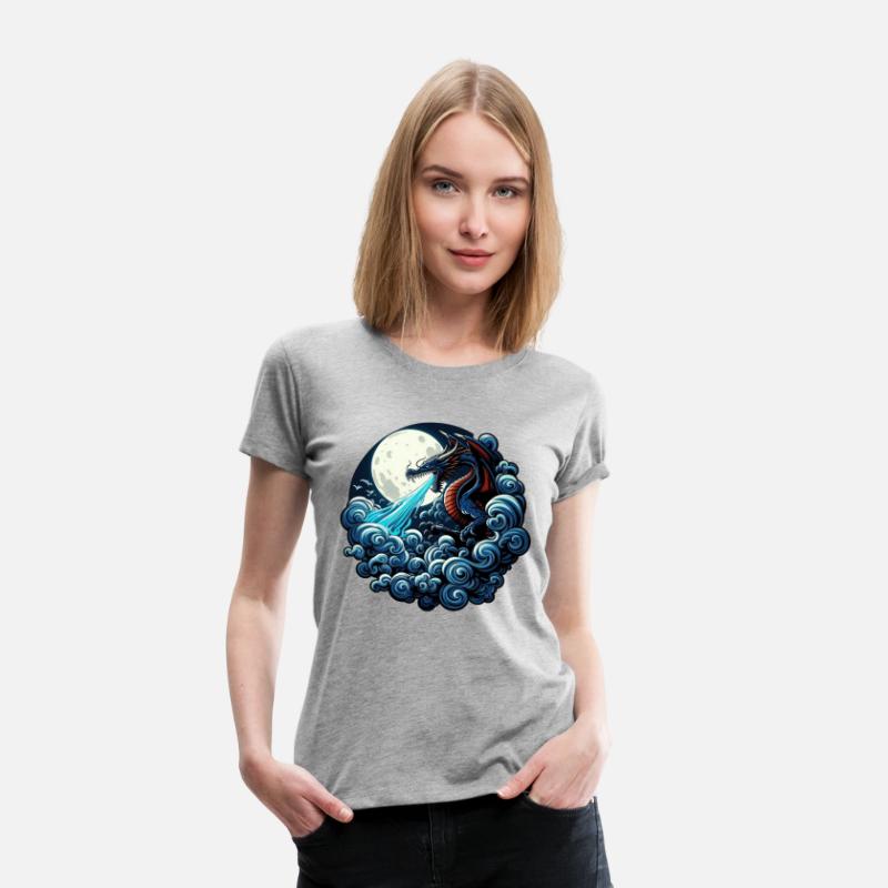 Mystical Dragon Breathing Water Under Moonlight