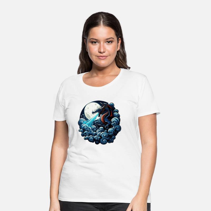 Mystical Dragon Breathing Water Under Moonlight