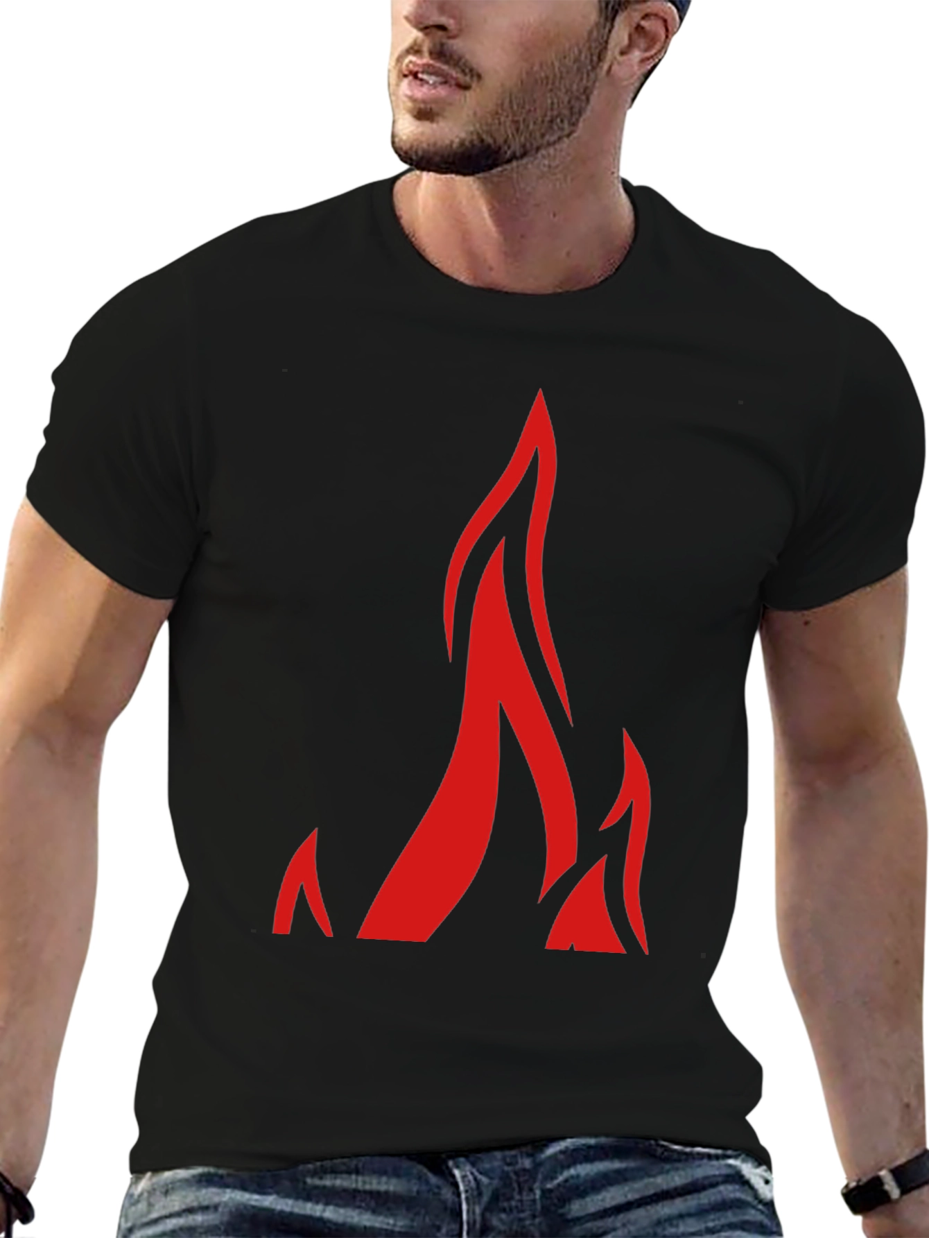 Flame Graphic Black T-Shirt for Men