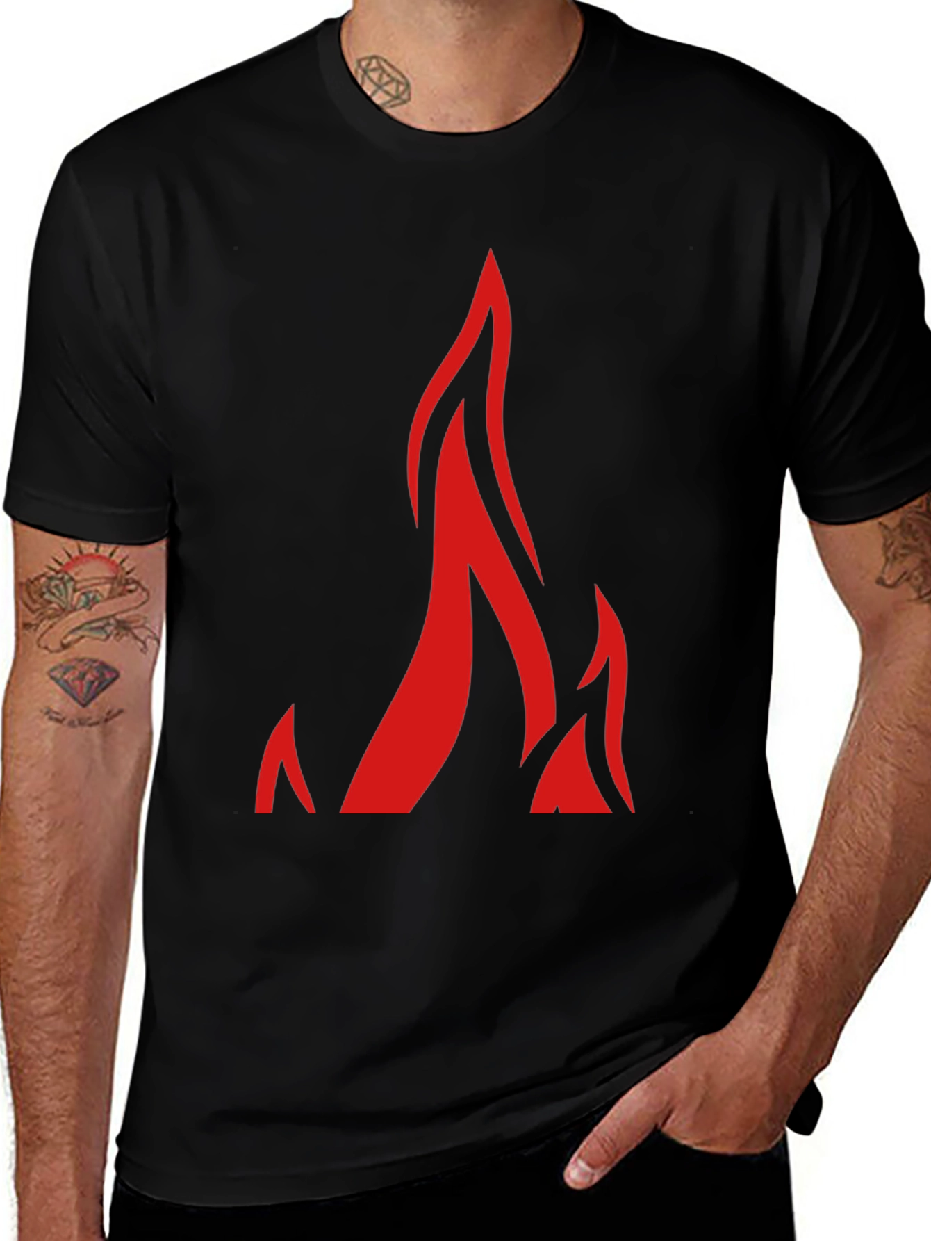 Flame Graphic Black T-Shirt for Men